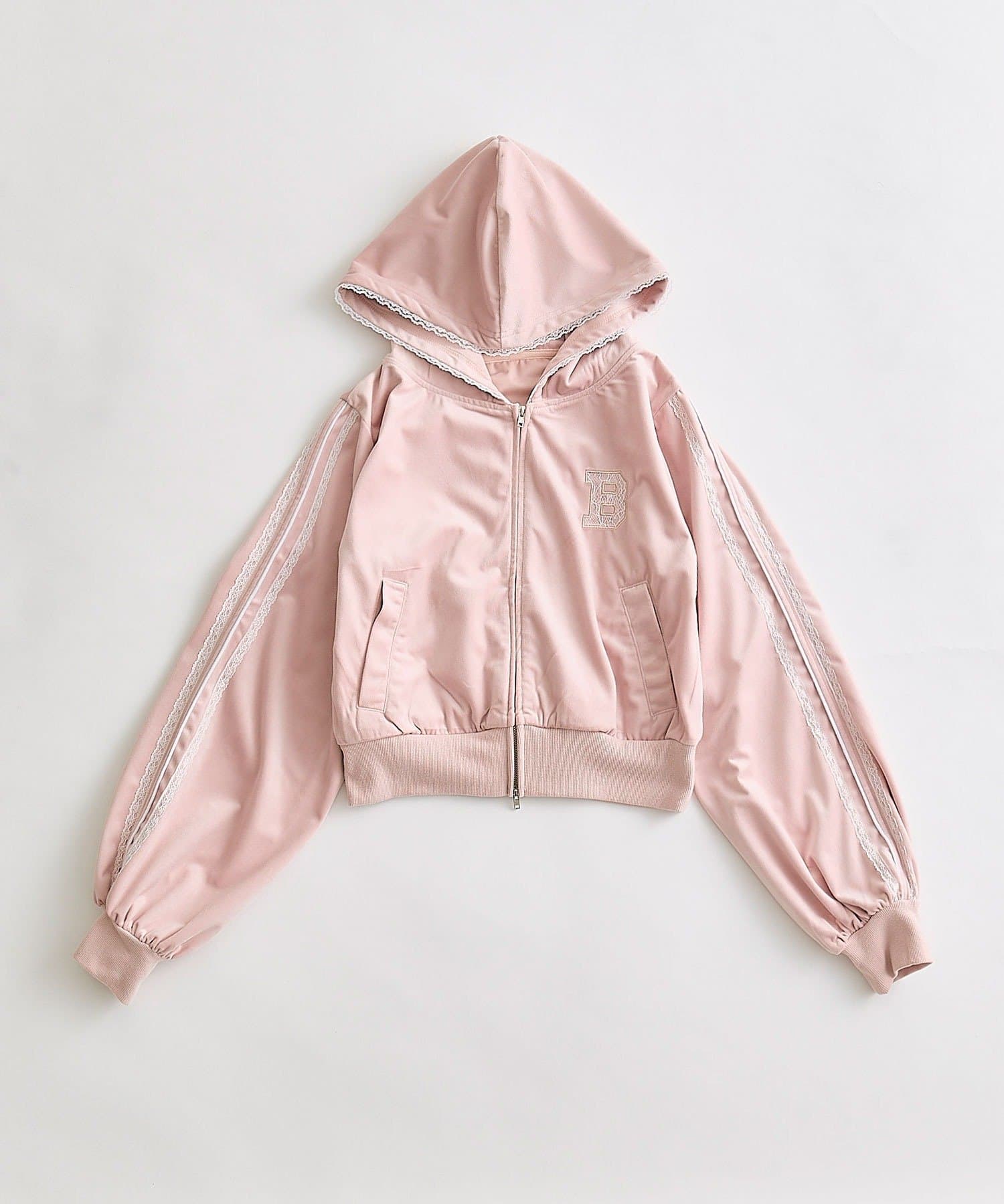 OLIVE des OLIVE(オリーブ デ オリーブ) 袖ラインコンパクトパーカー