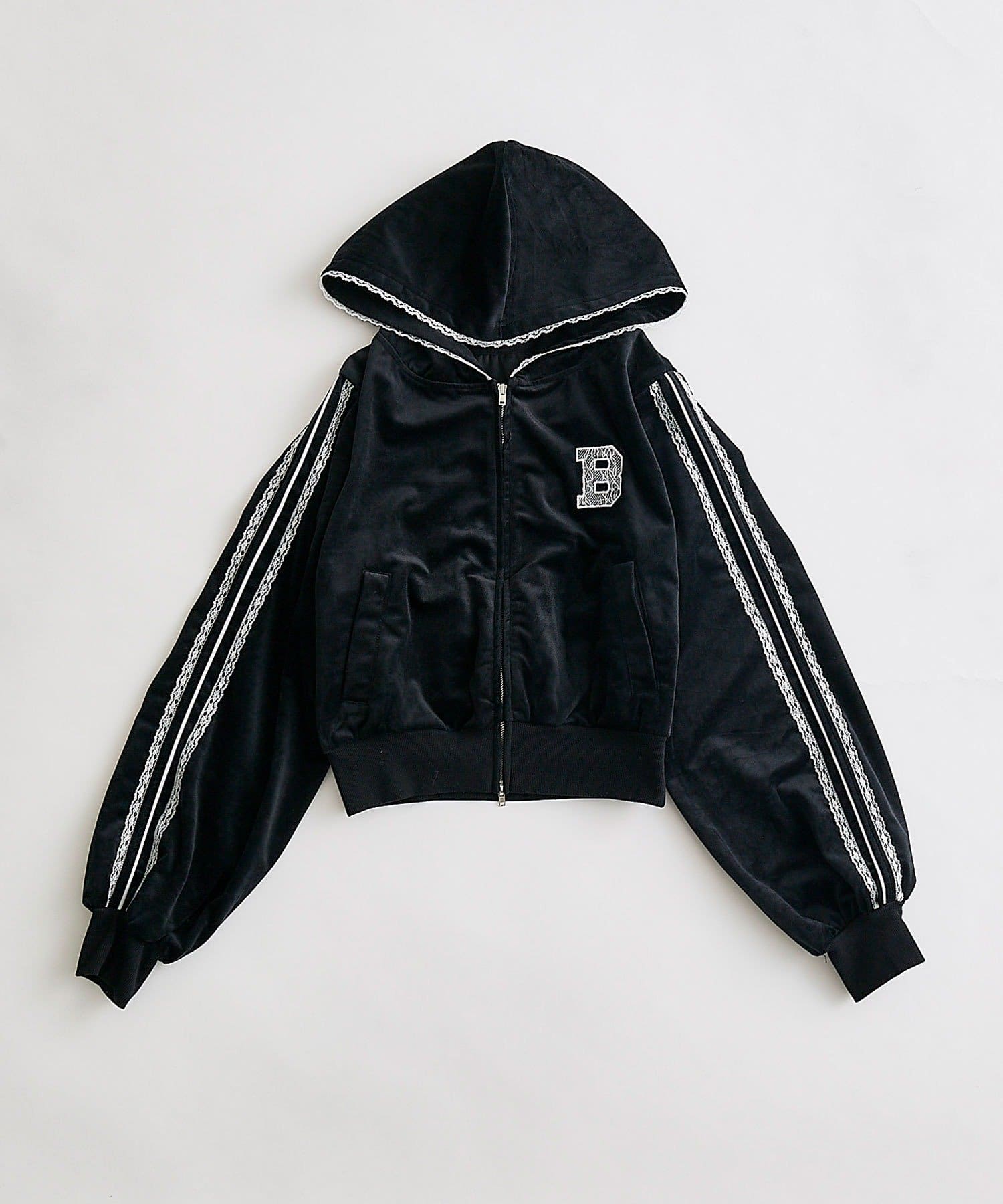 OLIVE des OLIVE(オリーブ デ オリーブ) 袖ラインコンパクトパーカー