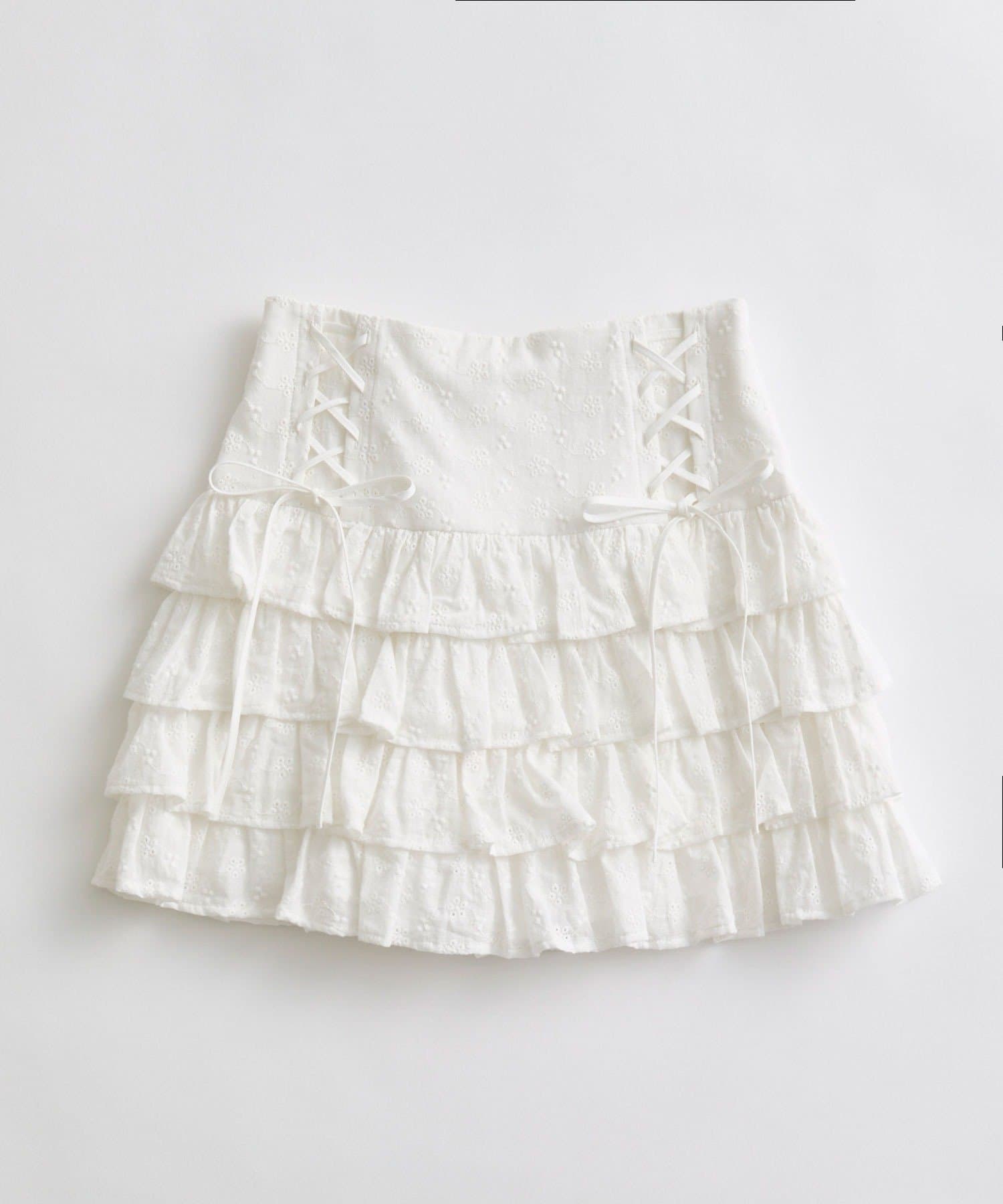 OLIVE des OLIVE(オリーブ デ オリーブ) レースアップ4段フリルスカート