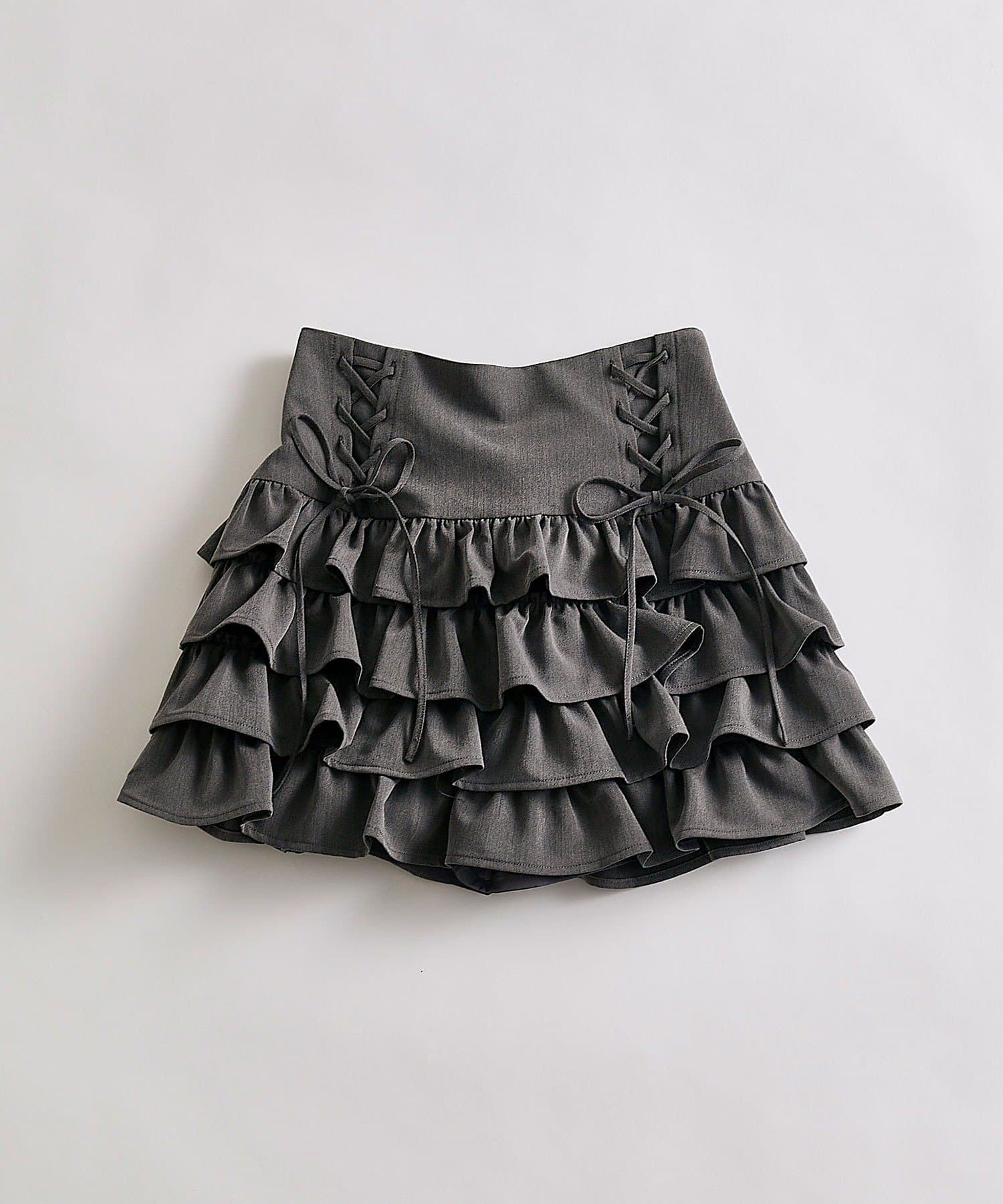OLIVE des OLIVE(オリーブ デ オリーブ) レースアップ4段フリルスカート