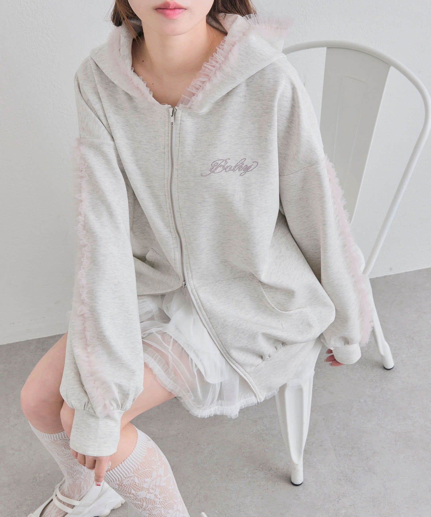 OLIVE des OLIVE(オリーブ デ オリーブ) チュールフリルパーカー