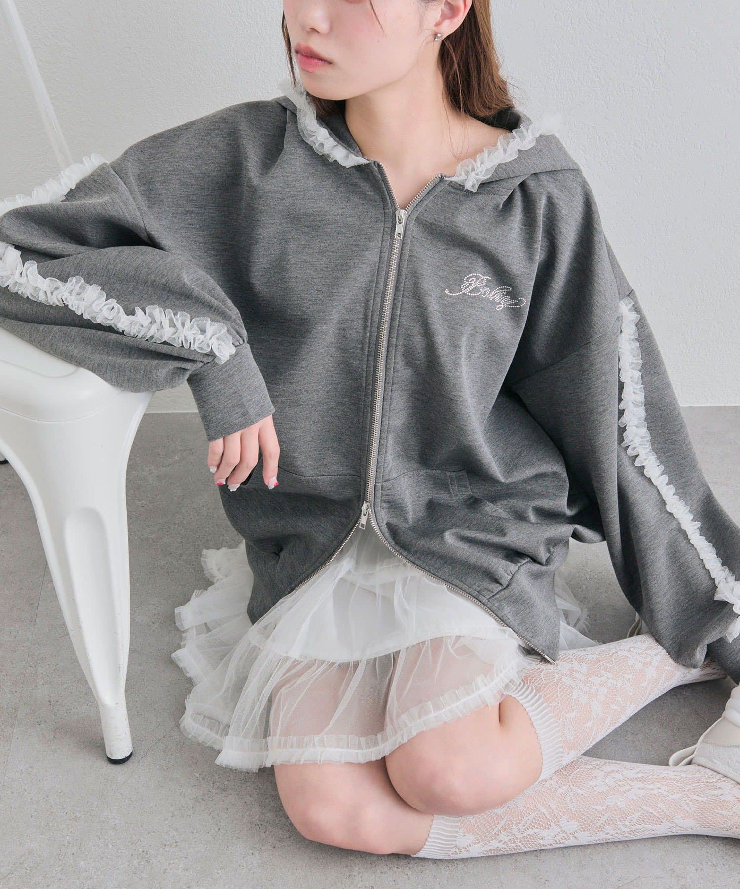 OLIVE des OLIVE(オリーブ デ オリーブ) チュールフリルパーカー