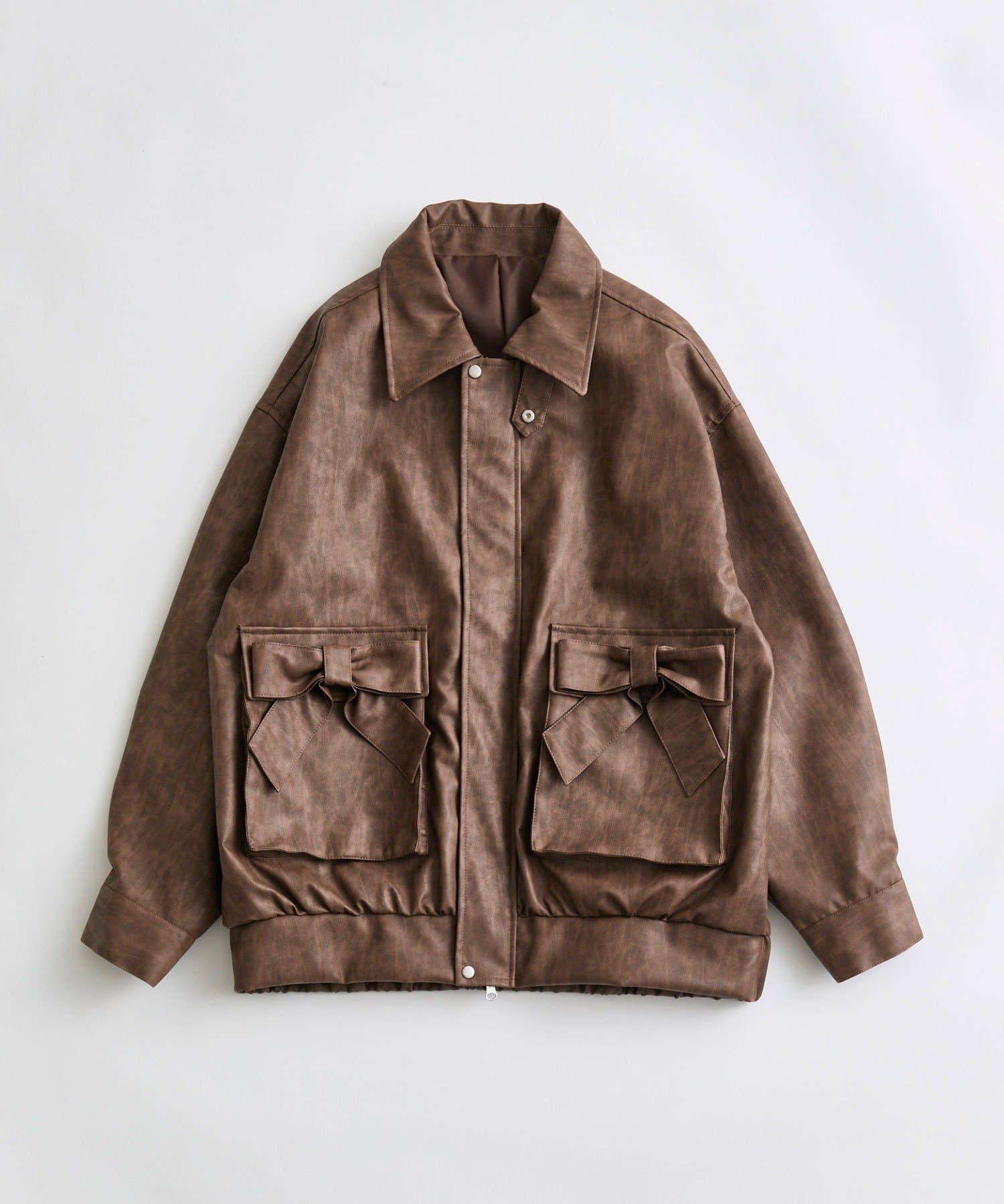 OLIVE des OLIVE(オリーブ デ オリーブ) リボンポケットエコレザーブルゾン