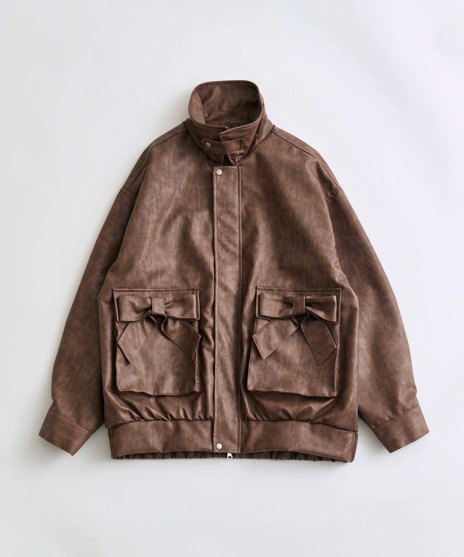 OLIVE des OLIVE(オリーブ デ オリーブ) リボンポケットエコレザーブルゾン