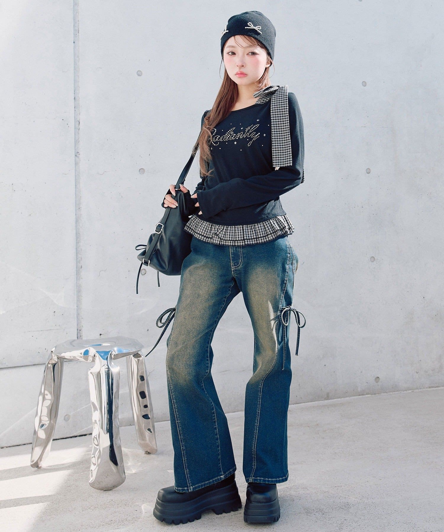 OLIVE des OLIVE(オリーブ デ オリーブ) 肩リボンTシャツ