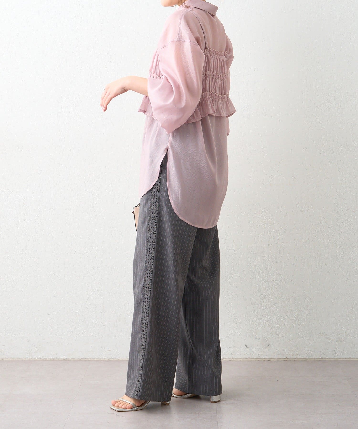 Remind me and forever(リマインドミーアンドフォーエバー) 【楽なのにきれい見え】【SET UP対応アイテム】サイドレースイージーパンツ