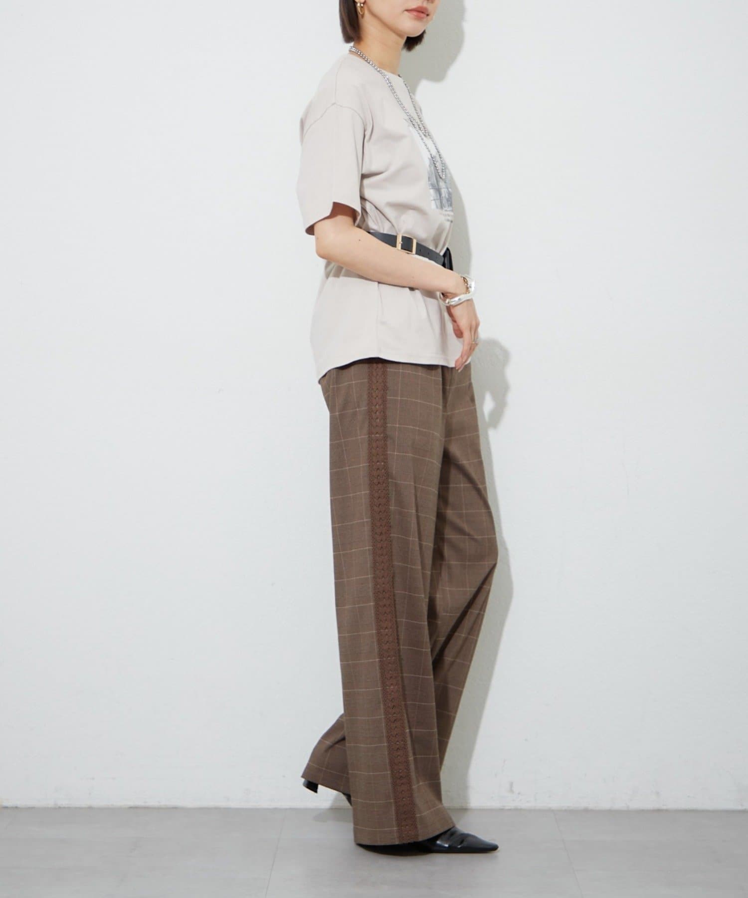 Remind me and forever(リマインドミーアンドフォーエバー) 【楽なのにきれい見え】【SET UP対応アイテム】サイドレースイージーパンツ