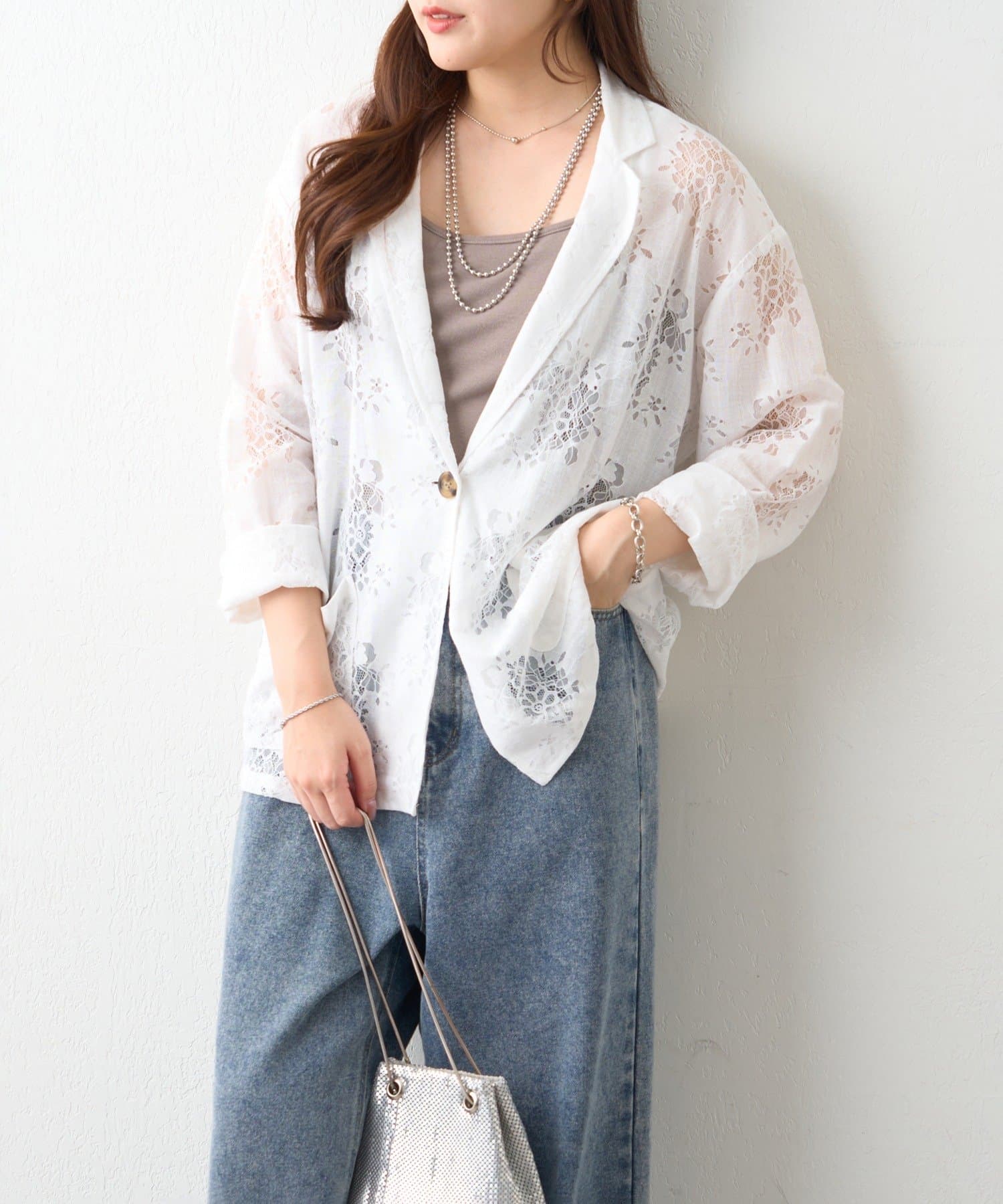 Remind me and forever(リマインドミーアンドフォーエバー) 【nane】フラワーレースシングルテーラードジャケット