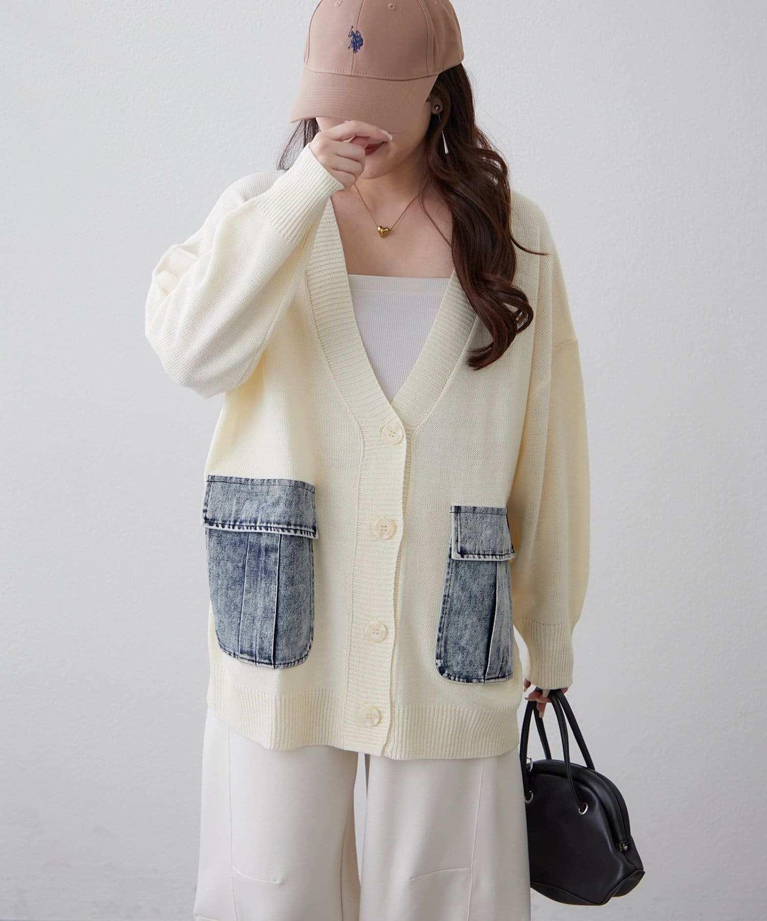 Remind me and forever(リマインドミーアンドフォーエバー) 【WEB限定】デニムポケットVカーディガン