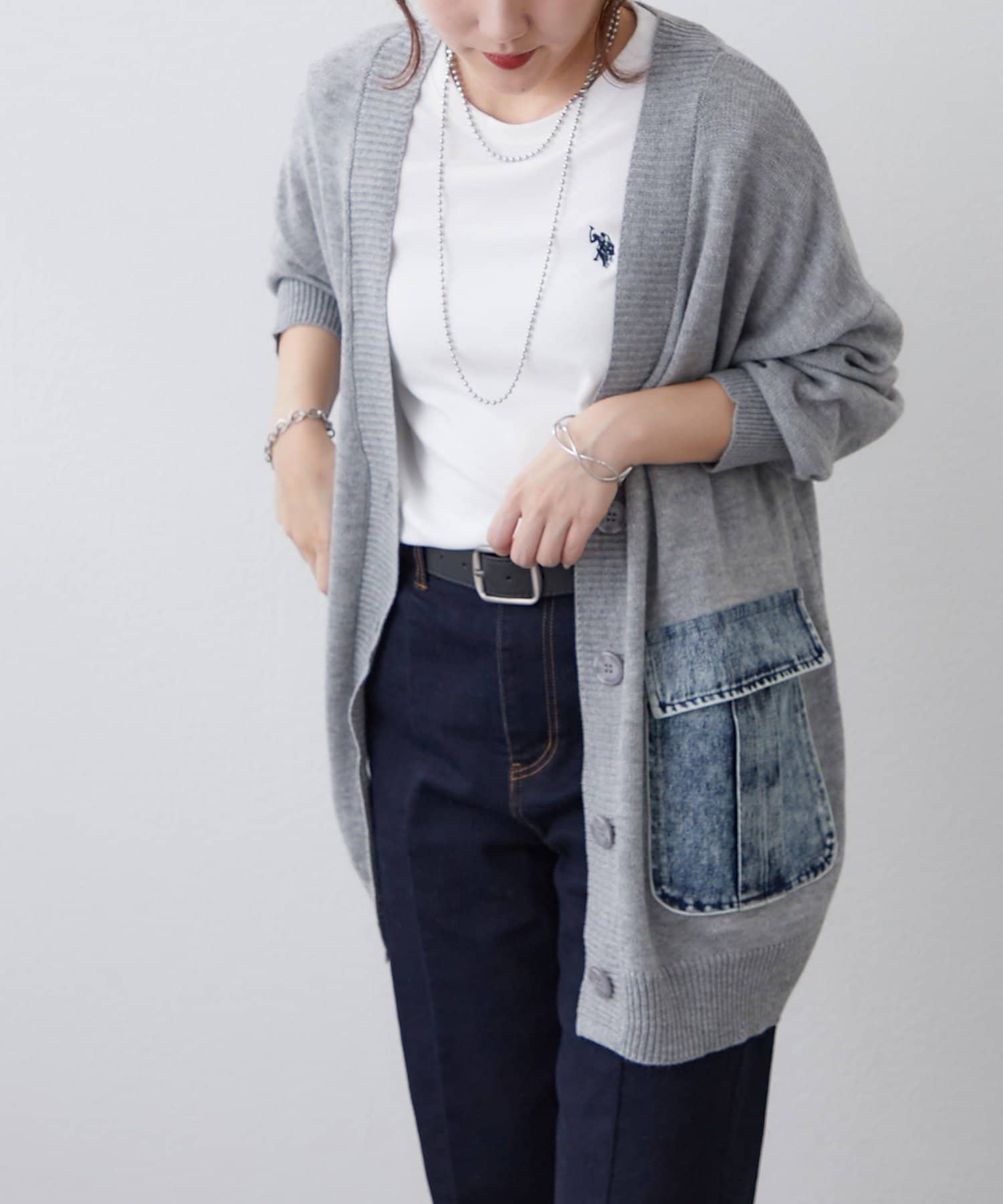 Remind me and forever(リマインドミーアンドフォーエバー) 【WEB限定】デニムポケットVカーディガン