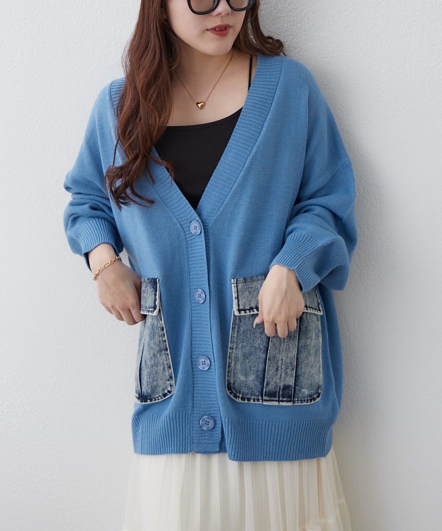 Remind me and forever(リマインドミーアンドフォーエバー) 【WEB限定】デニムポケットVカーディガン