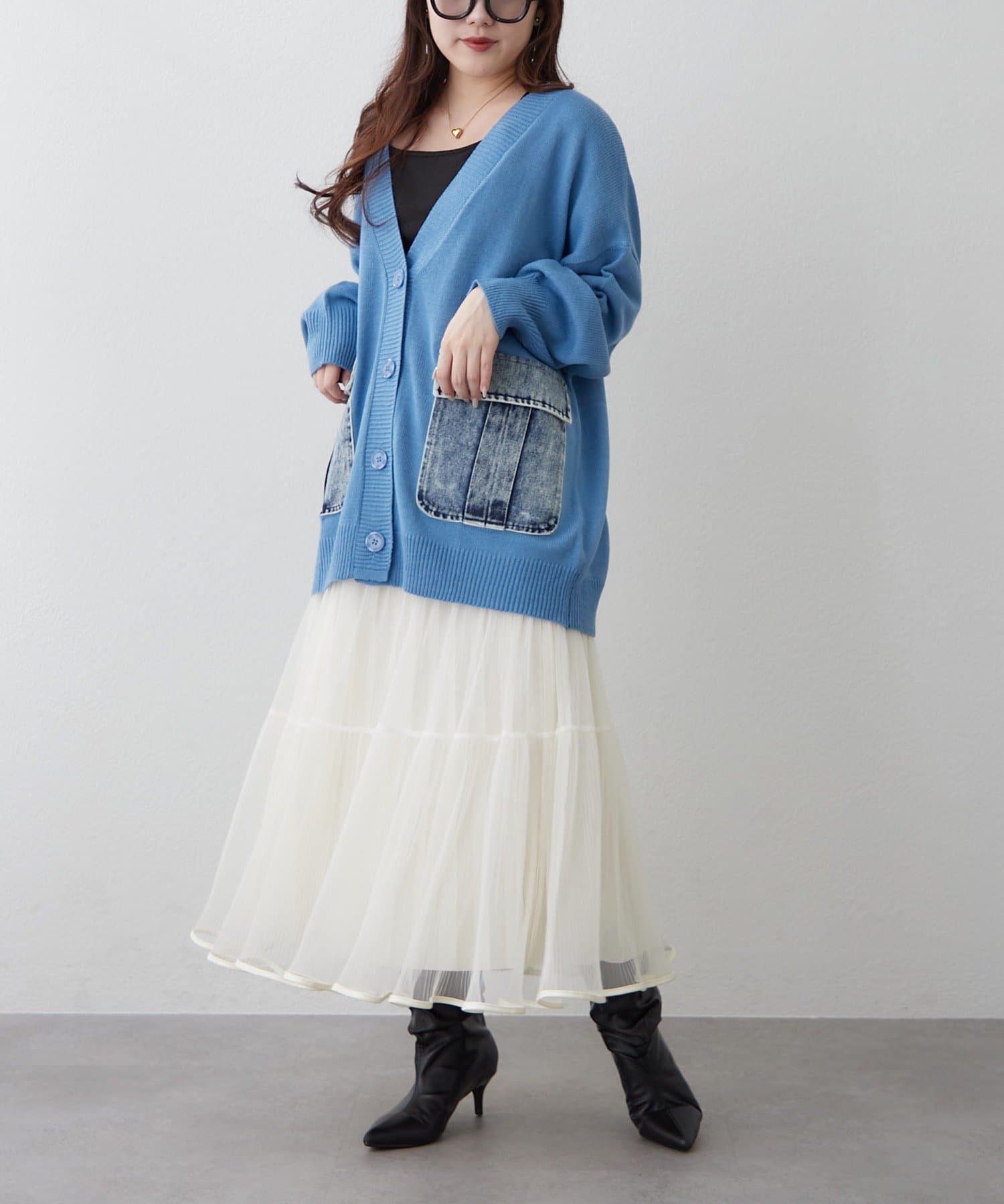 Remind me and forever(リマインドミーアンドフォーエバー) 【WEB限定】デニムポケットVカーディガン