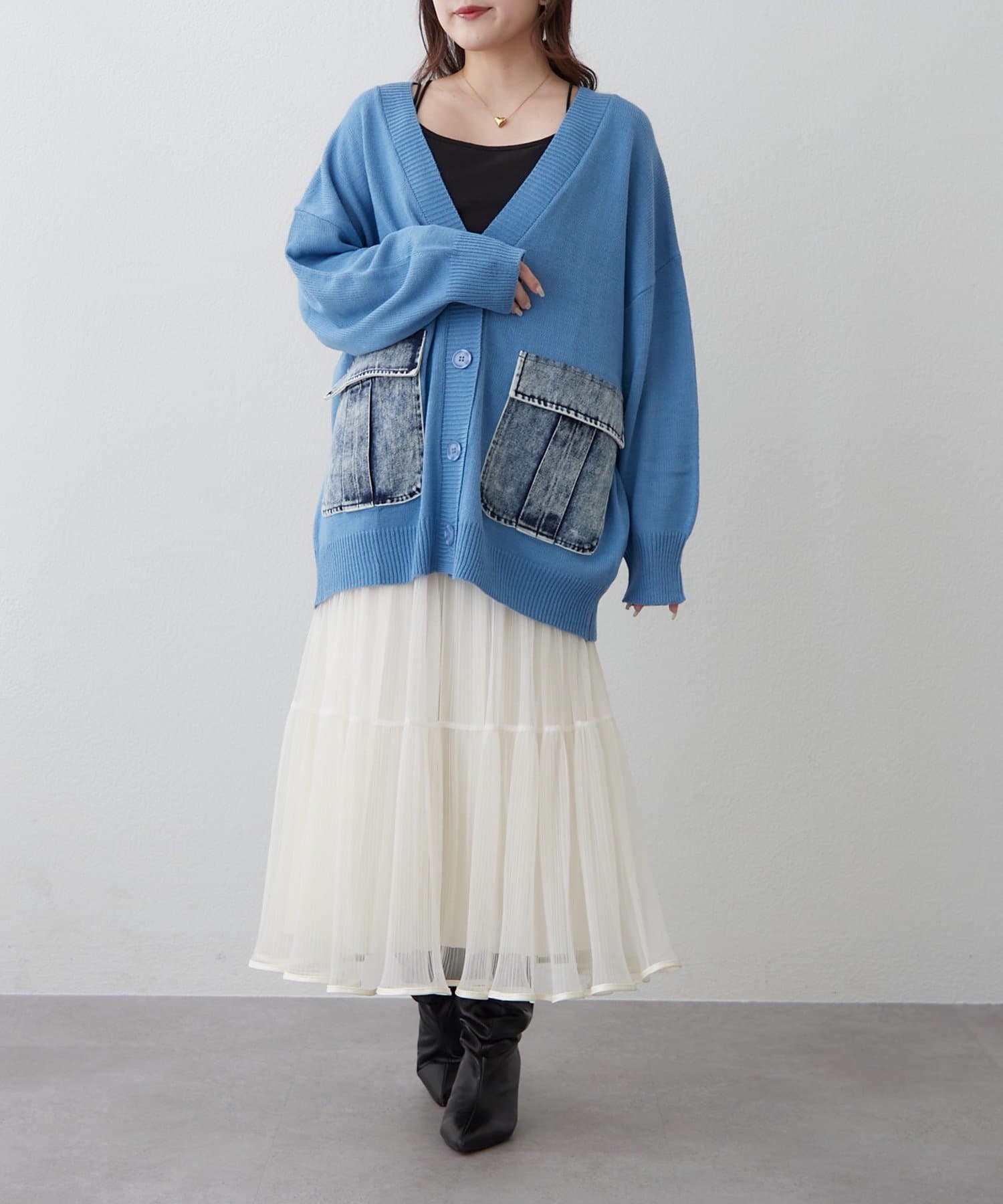 Remind me and forever(リマインドミーアンドフォーエバー) 【WEB限定】デニムポケットVカーディガン