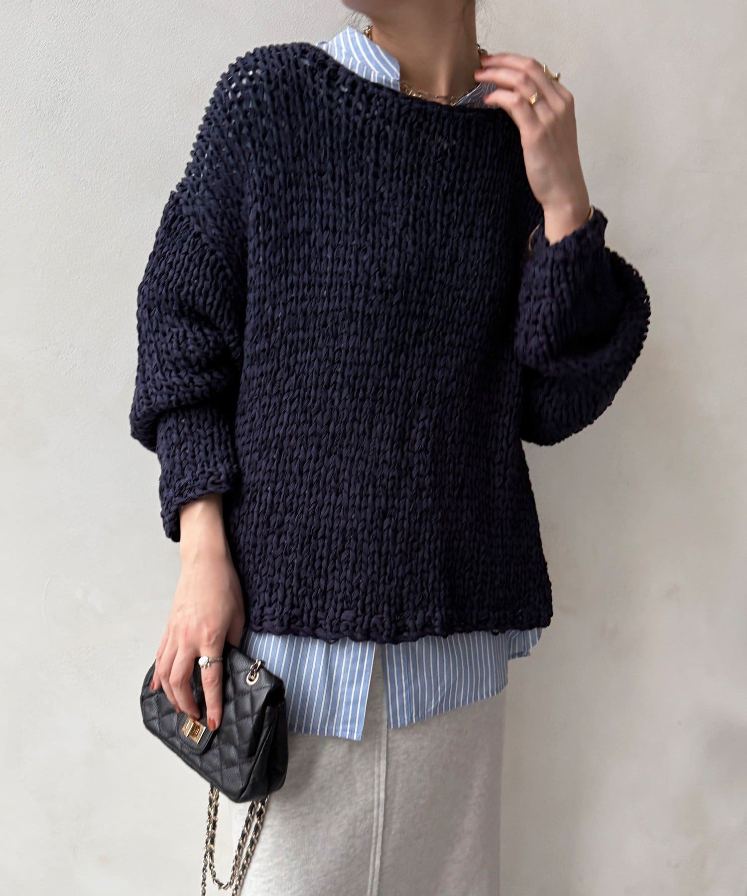 DOUDOU(ドゥドゥ) ハンドメイドテープヤーンニット