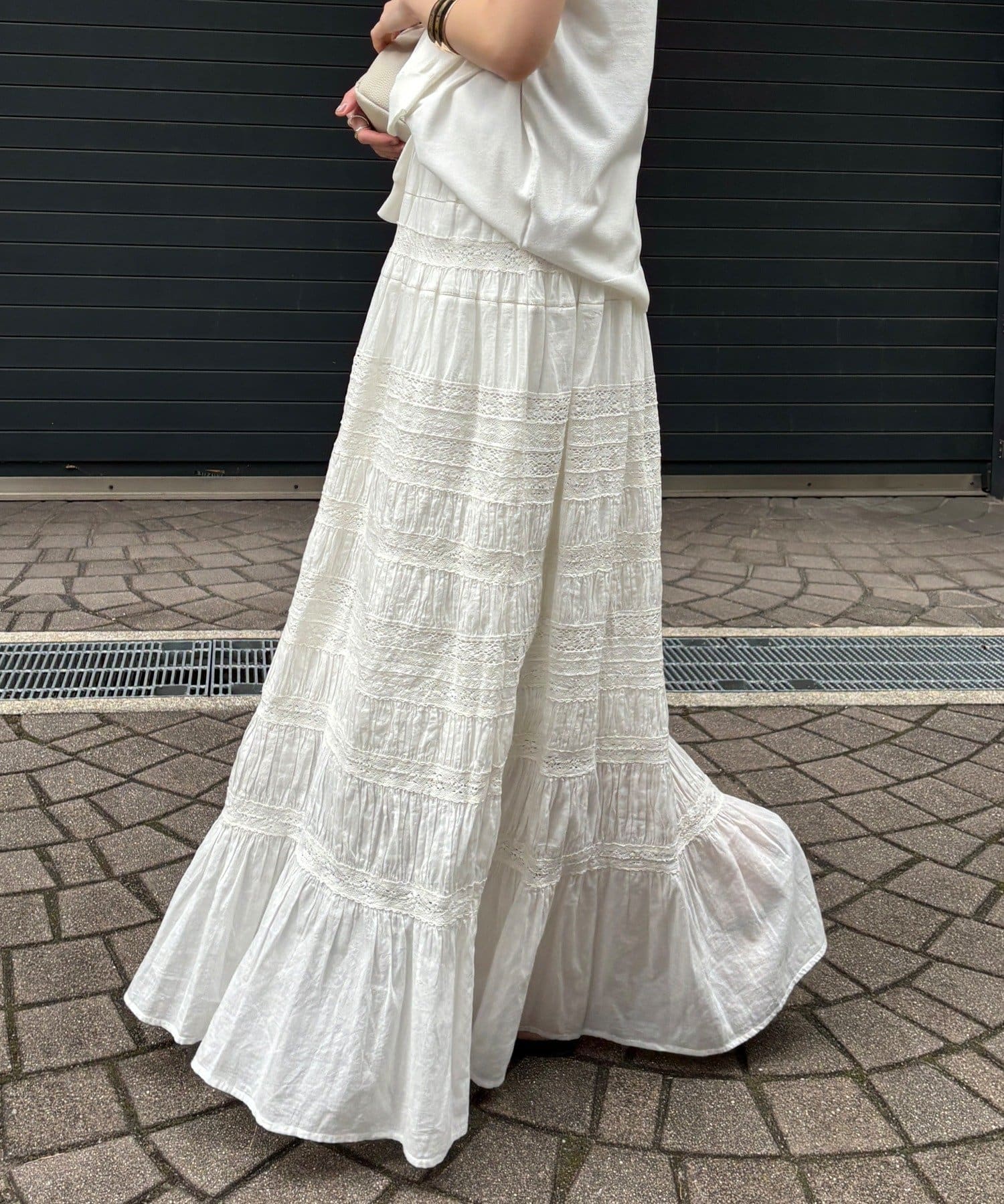 DOUDOU(ドゥドゥ) インドレースティアードスカート