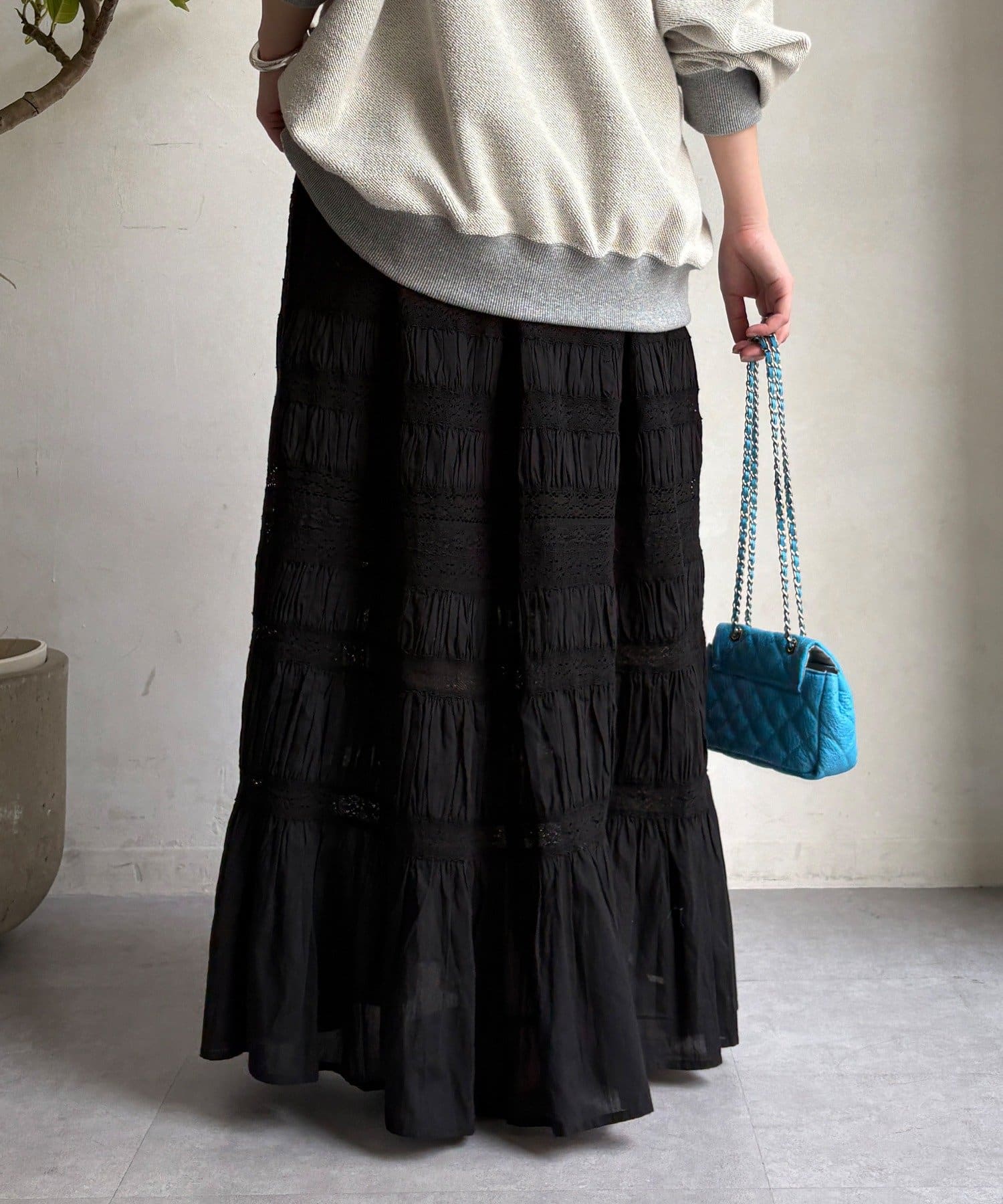 DOUDOU(ドゥドゥ) インドレースティアードスカート