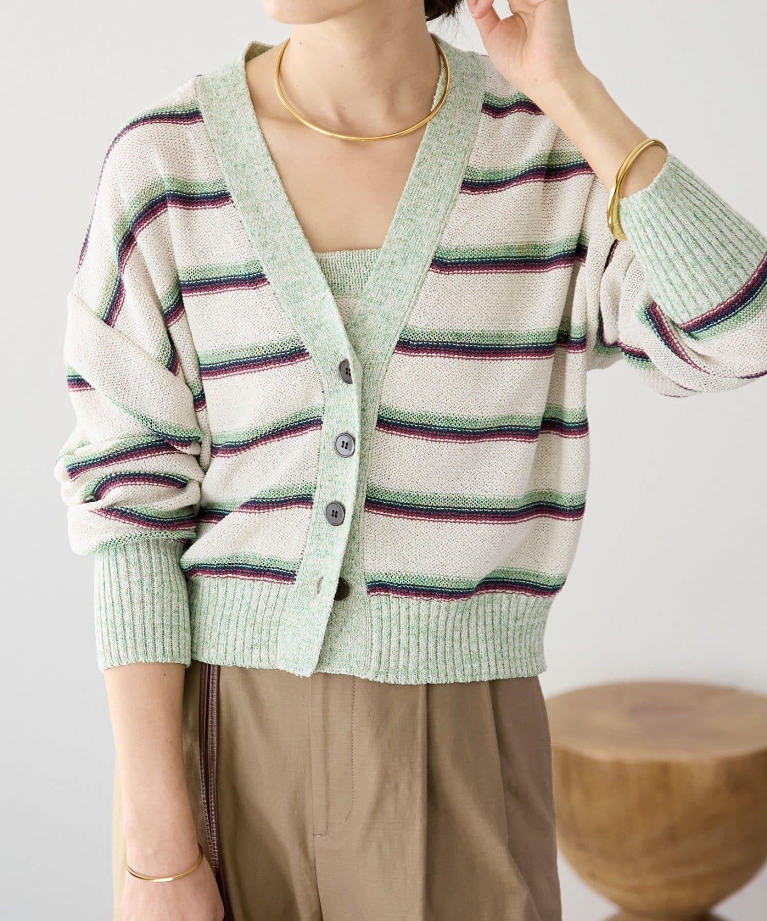 RIVE DROITE(リヴドロワ) 予約【存在感抜群】マルチボーダーカーデ