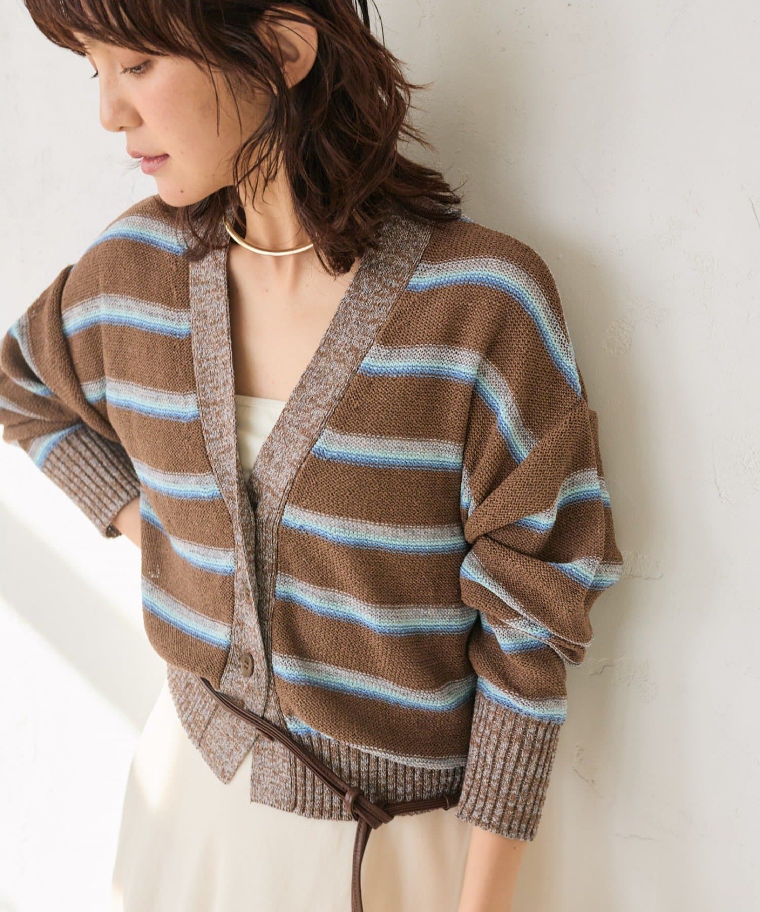 RIVE DROITE(リヴドロワ) 予約【存在感抜群】マルチボーダーカーデ