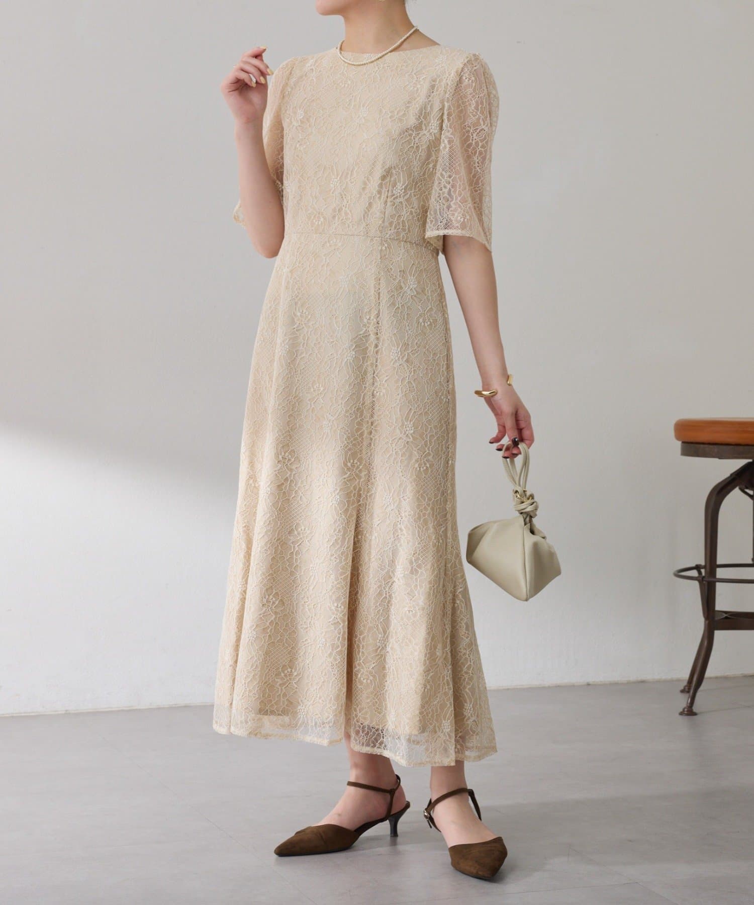 COLLAGE GALLARDAGALANTE(コラージュ ガリャルダガランテ) 【オケージョン】ラメフラワーコードレースワンピース