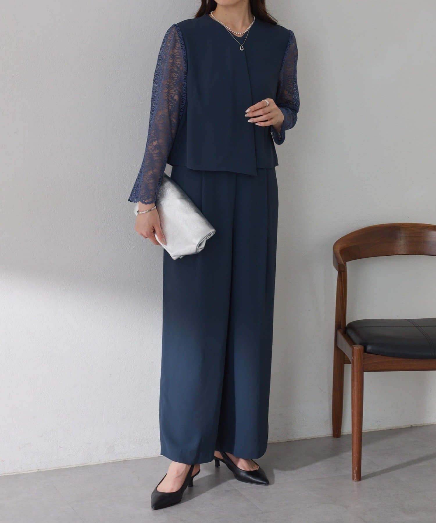 COLLAGE GALLARDAGALANTE(コラージュ ガリャルダガランテ) 【オケージョン】バックサテンジョーゼットールインワン