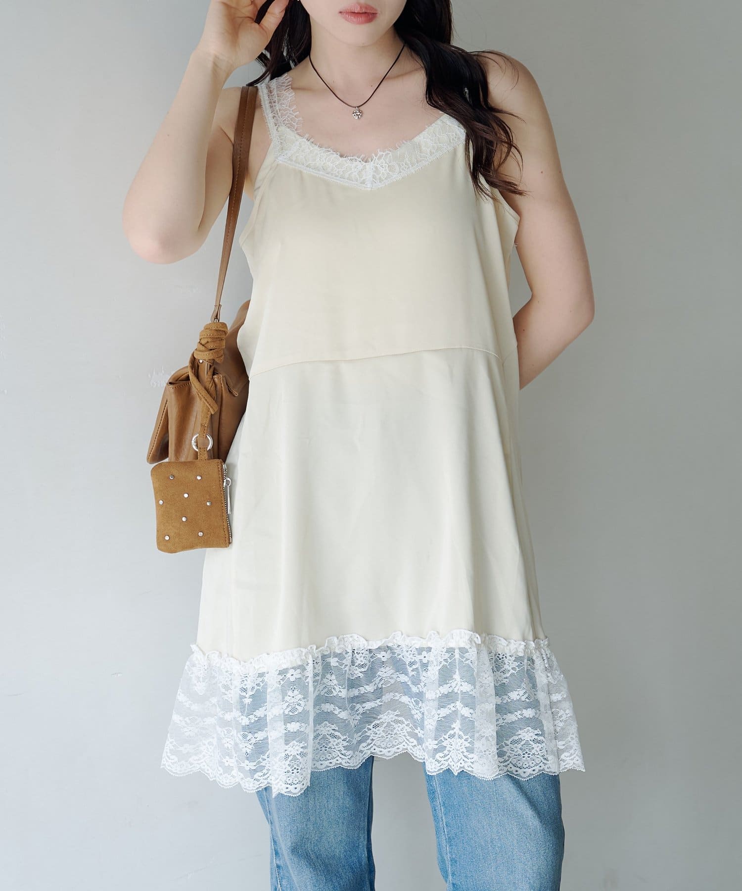 Kastane(カスタネ) 【2.7(土)11:00〜2.8(日)ポイントUP開催/2026SSカタログ】サテンレースチュニック