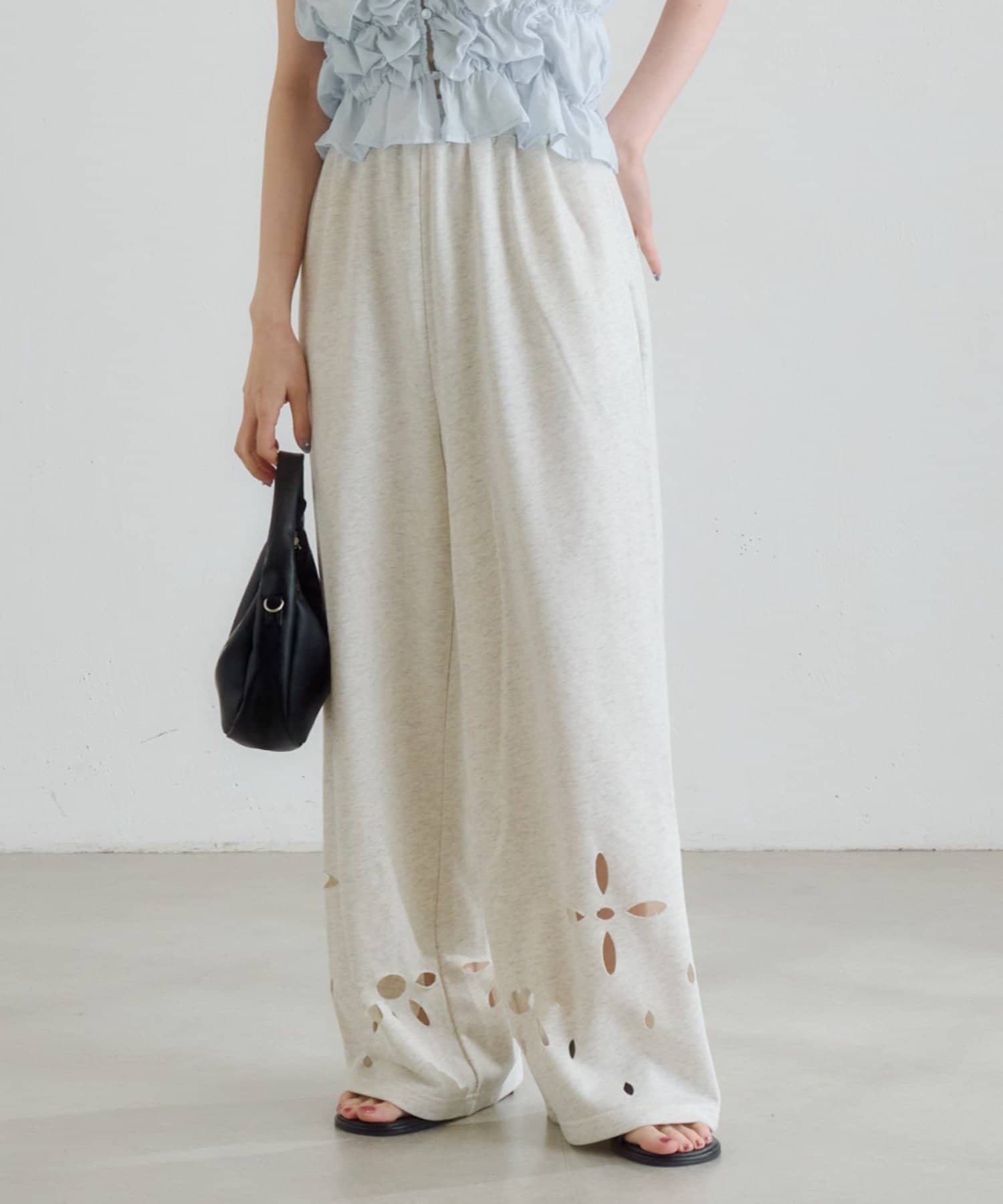 Kastane(カスタネ) 【新色追加/2サイズ展開/低身長サイズ】カットアウトスウェットパンツ