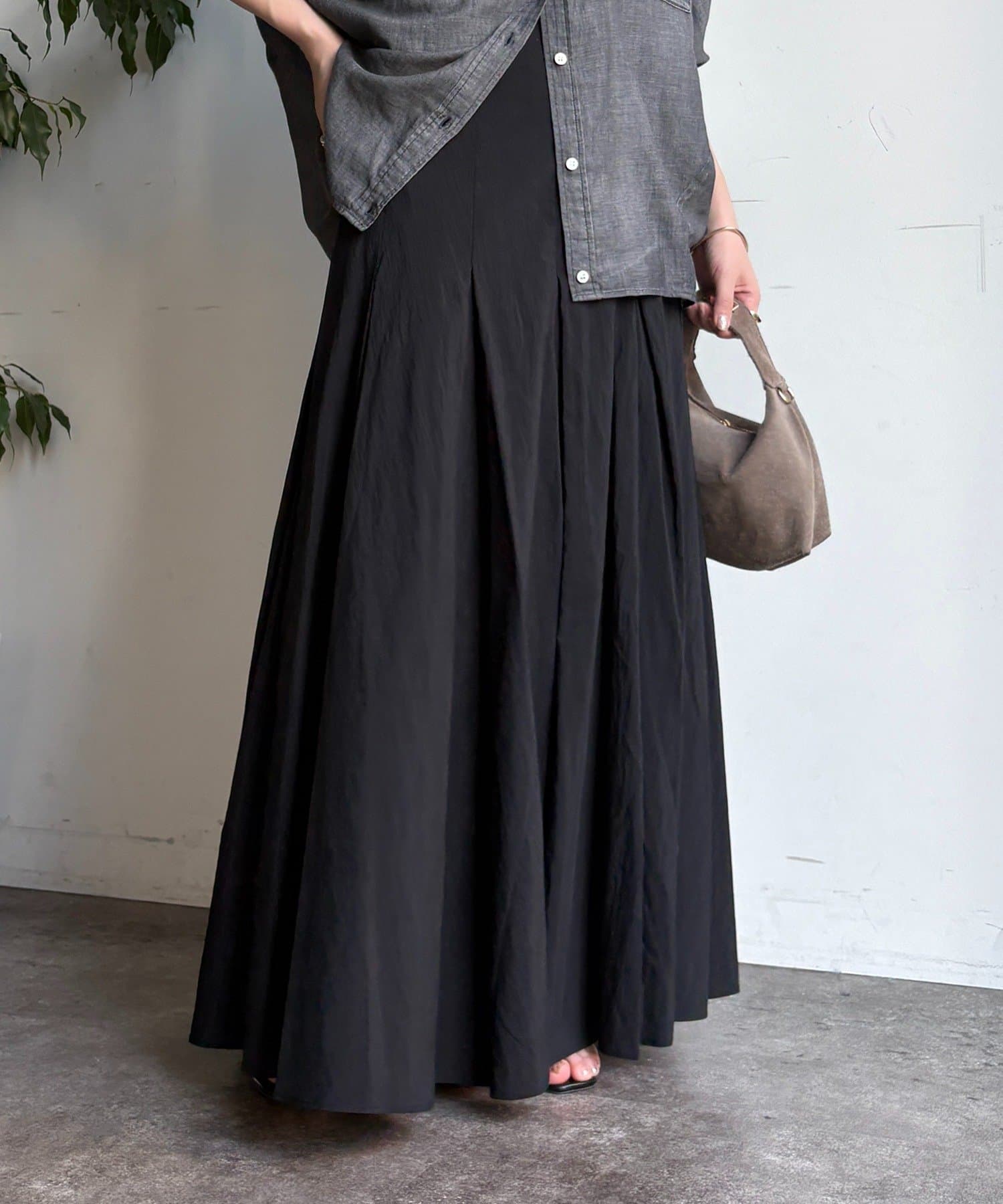 DOUDOU(ドゥドゥ) タックフレアスカート