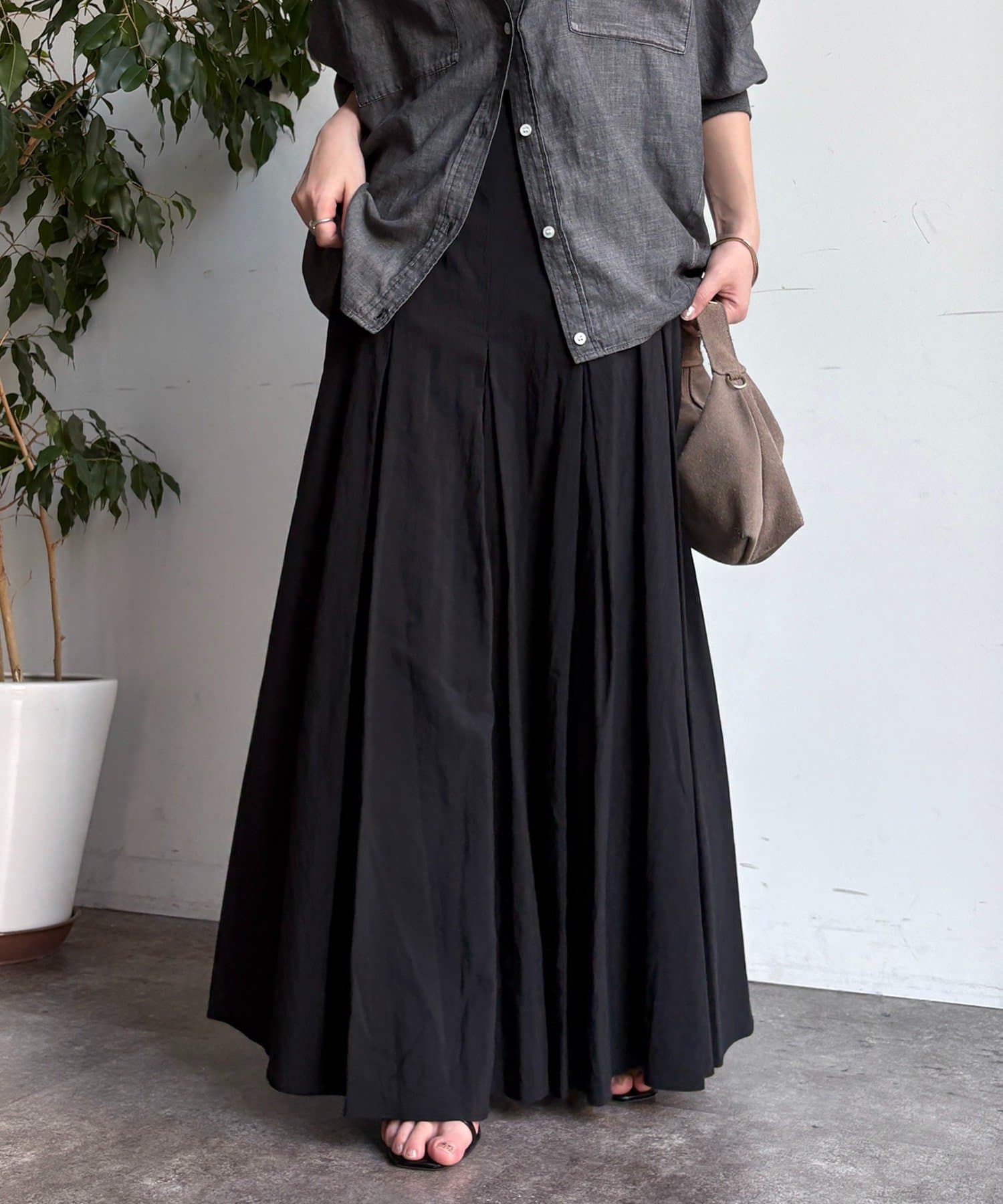 DOUDOU(ドゥドゥ) タックフレアスカート