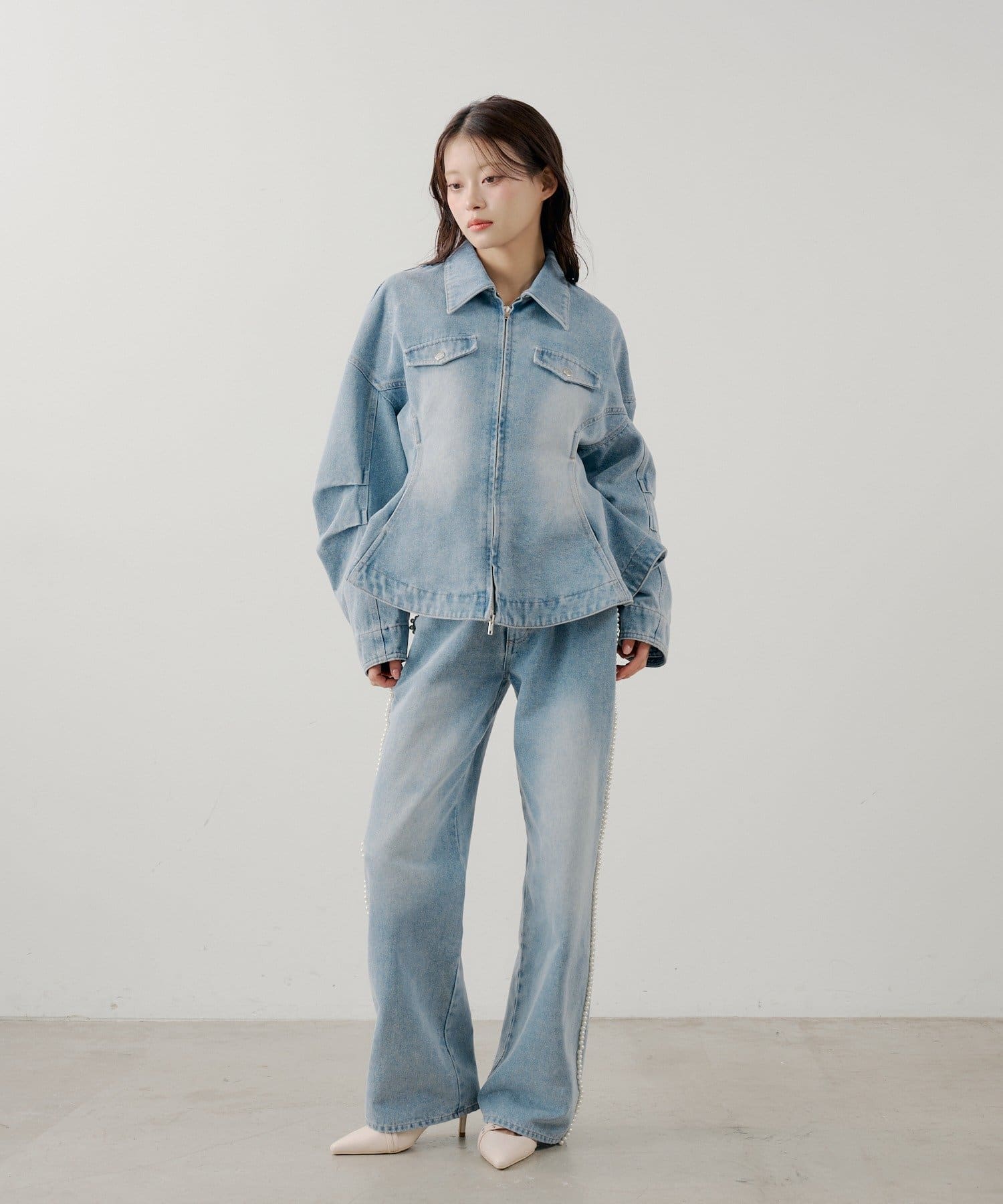 Chico(チコ) 【SALON by Chico】デニムペプラムジャケット