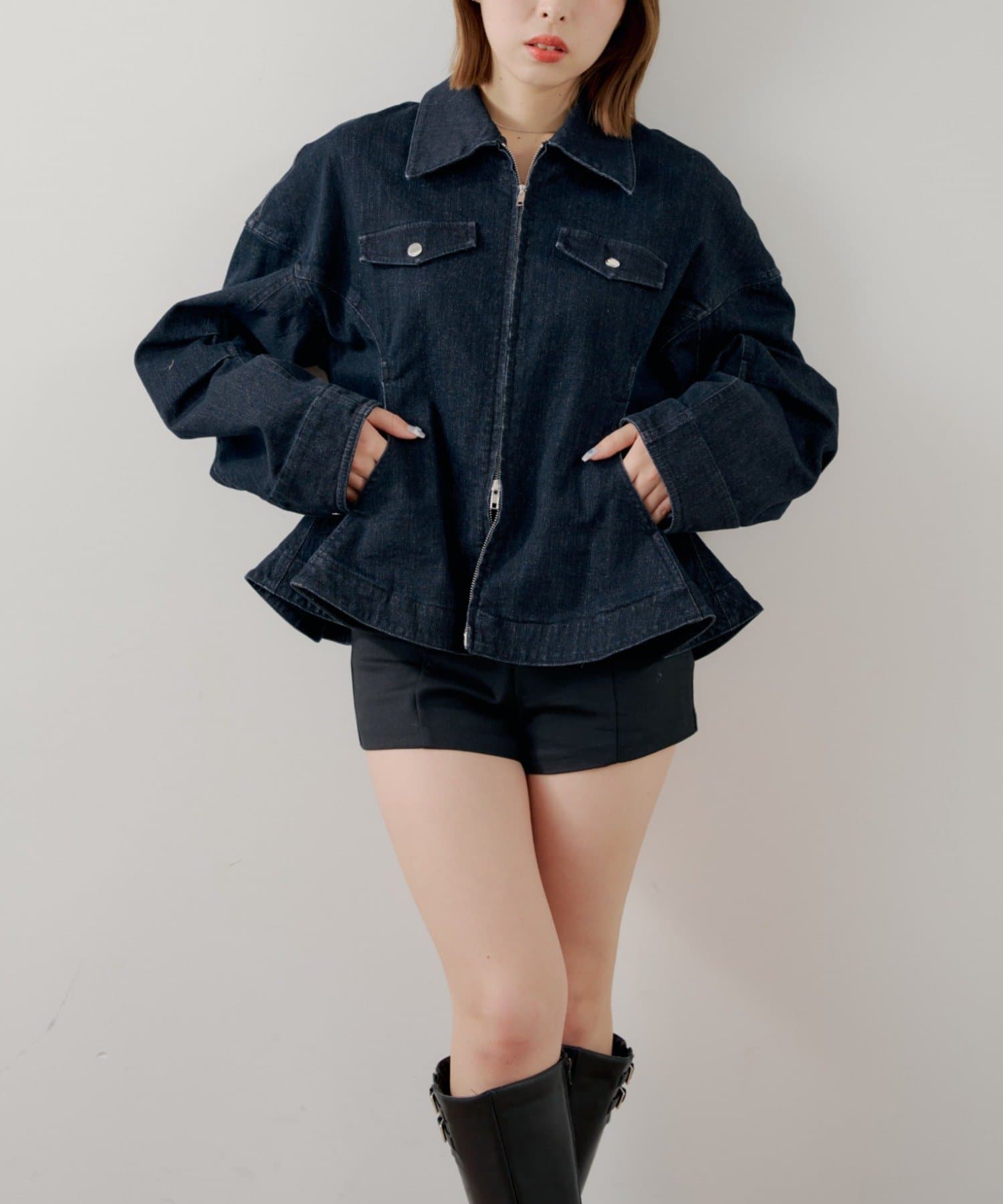 Chico(チコ) 【SALON by Chico】デニムペプラムジャケット