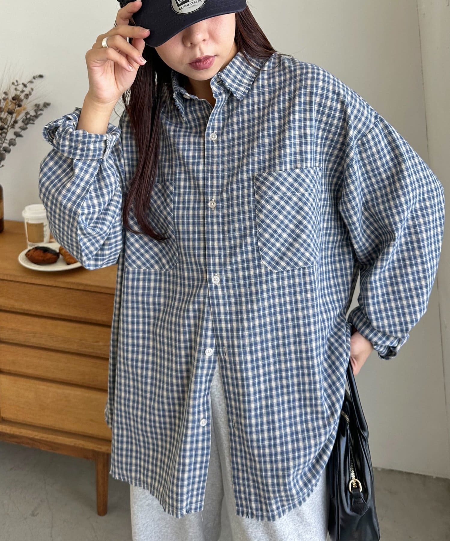 DISCOAT(ディスコート) 【WEB限定】チェックフリンジオーバーシャツ