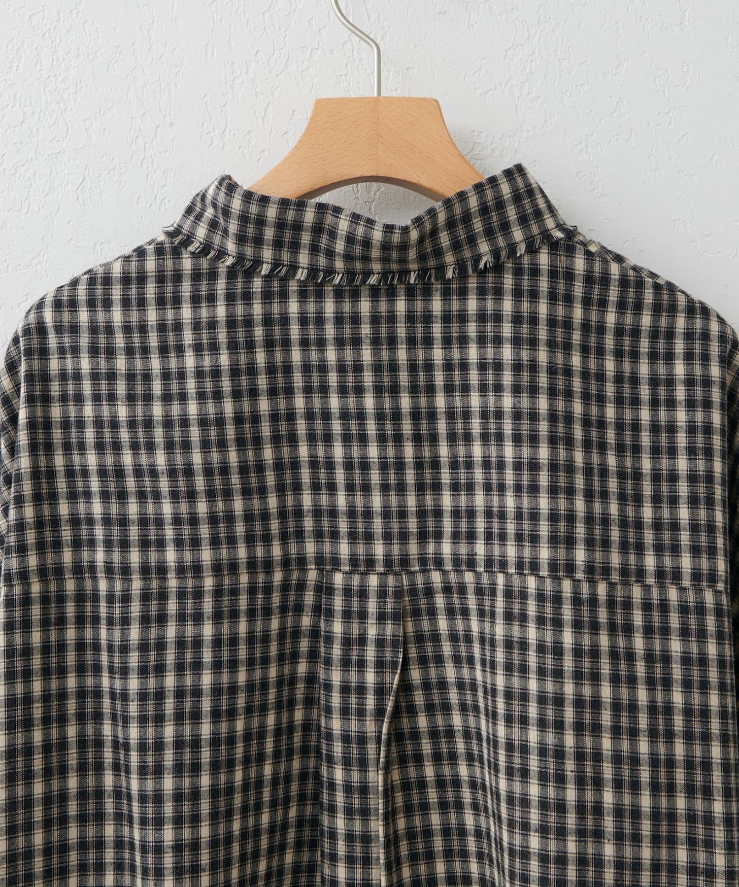 DISCOAT(ディスコート) 【WEB限定】チェックフリンジオーバーシャツ