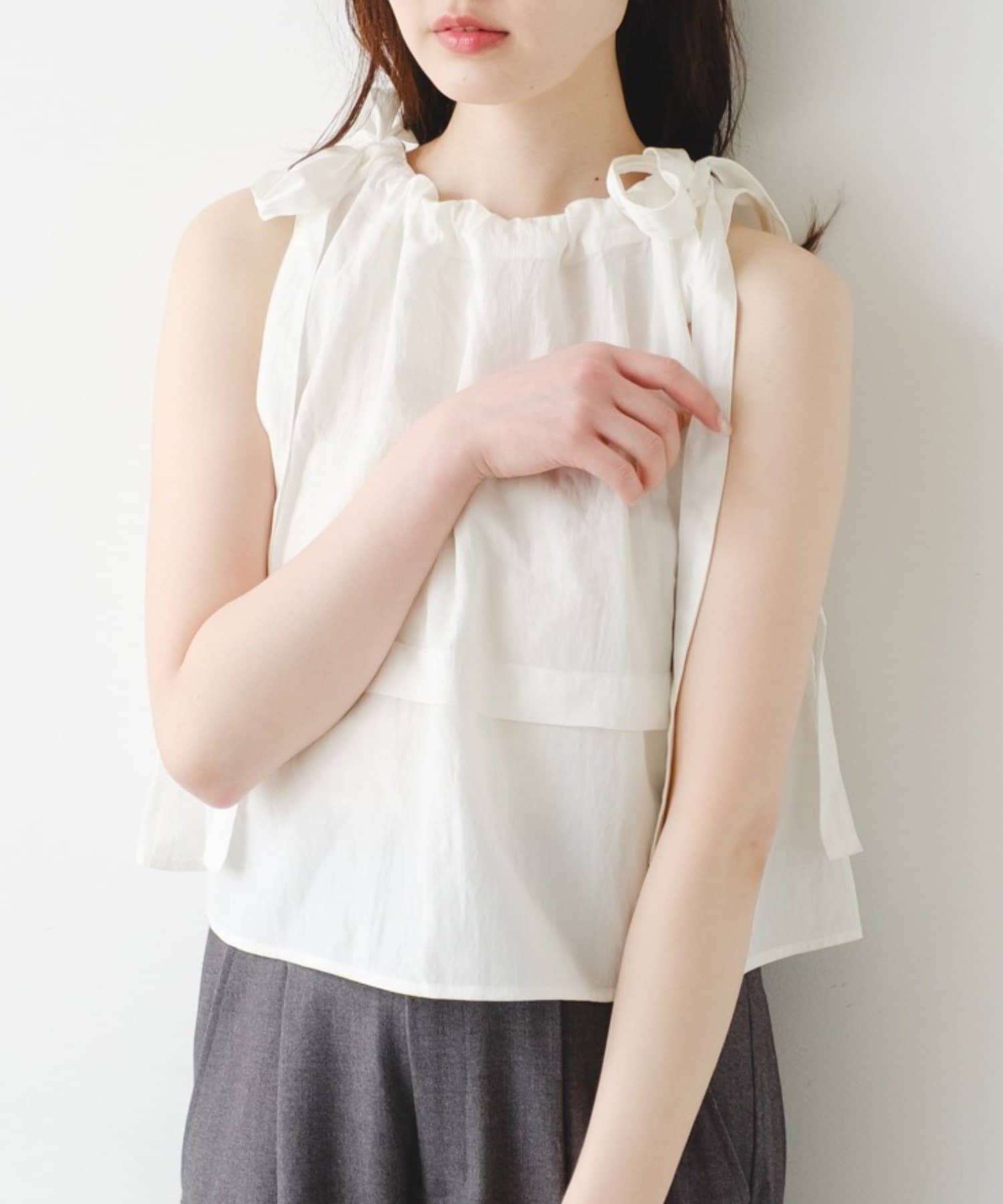 Kastane(カスタネ) 【2.7(土)11:00〜2.8(日)ポイントUP開催/2026SSカタログ】リボンネックノースリトップス