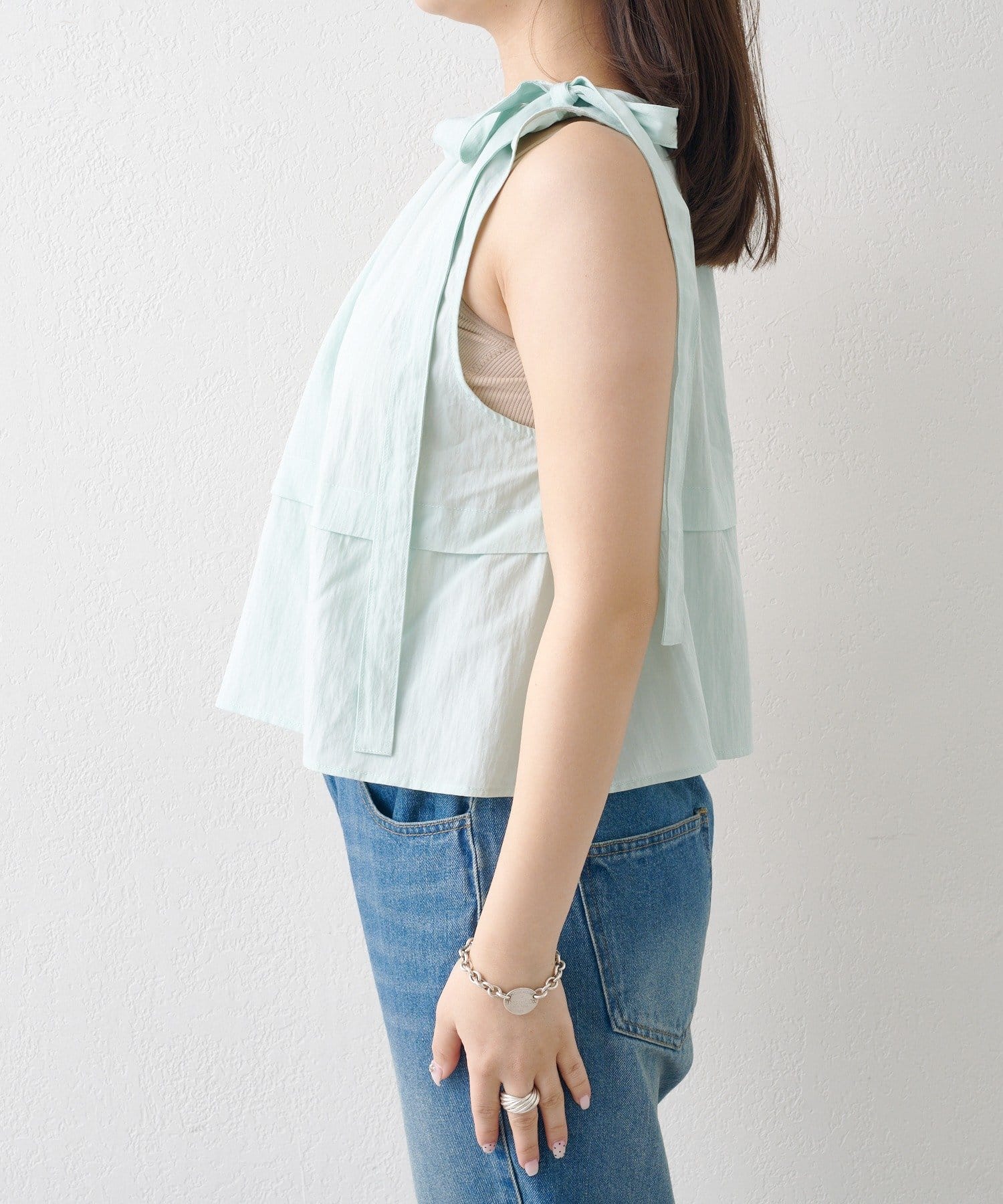 Kastane(カスタネ) 【2.7(土)11:00〜2.8(日)ポイントUP開催/2026SSカタログ】リボンネックノースリトップス