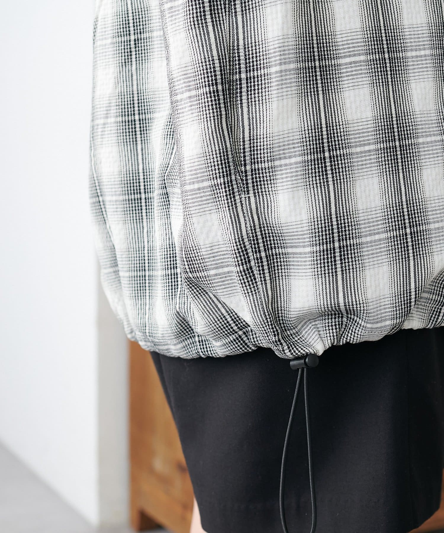 DISCOAT(ディスコート) 【Enlude】オンブレチェックフード付きオーバーシャツ