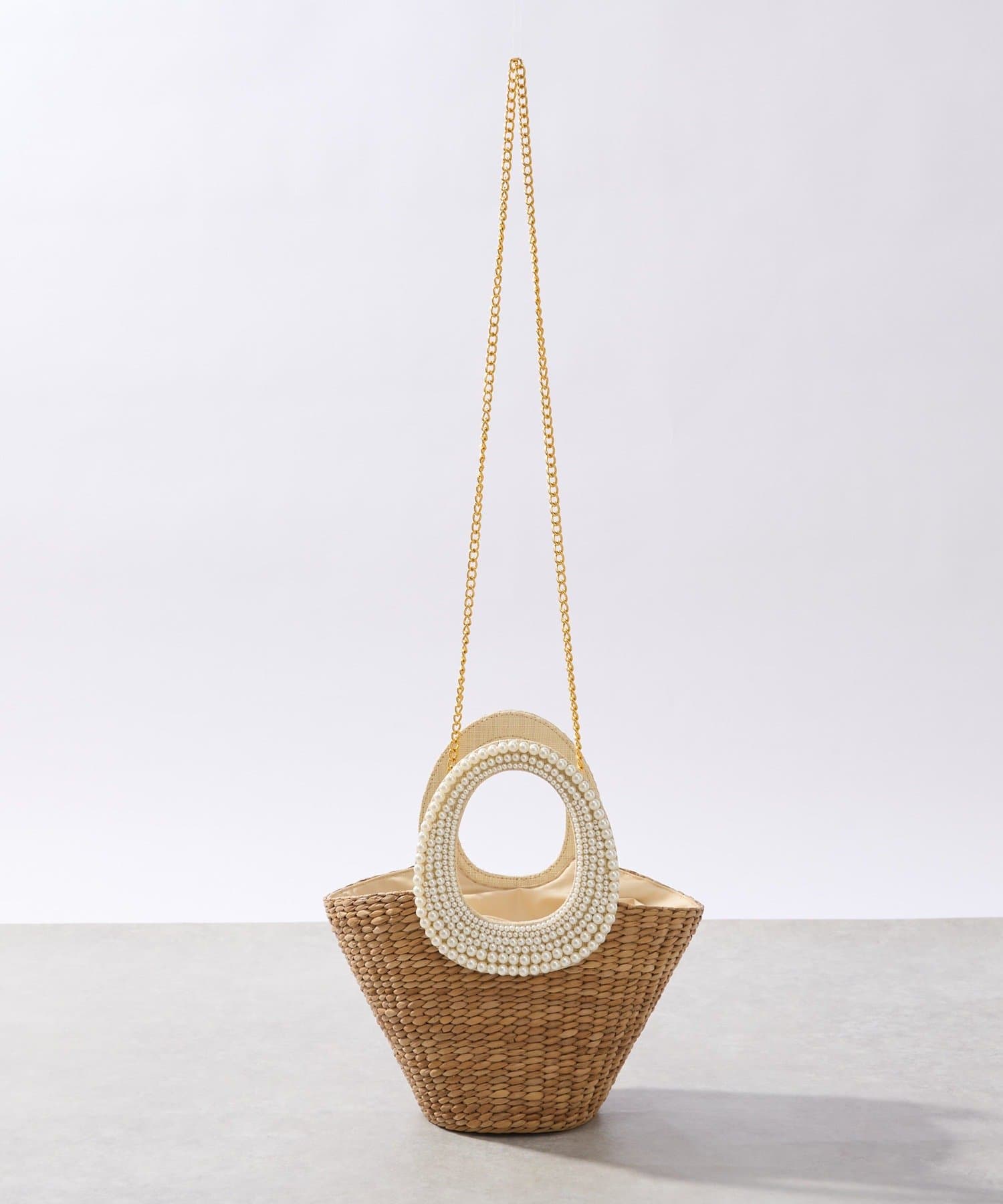 La boutique BonBon(ラブティックボンボン) 【復刻！】パールハンドルバスケットS/チェーン付