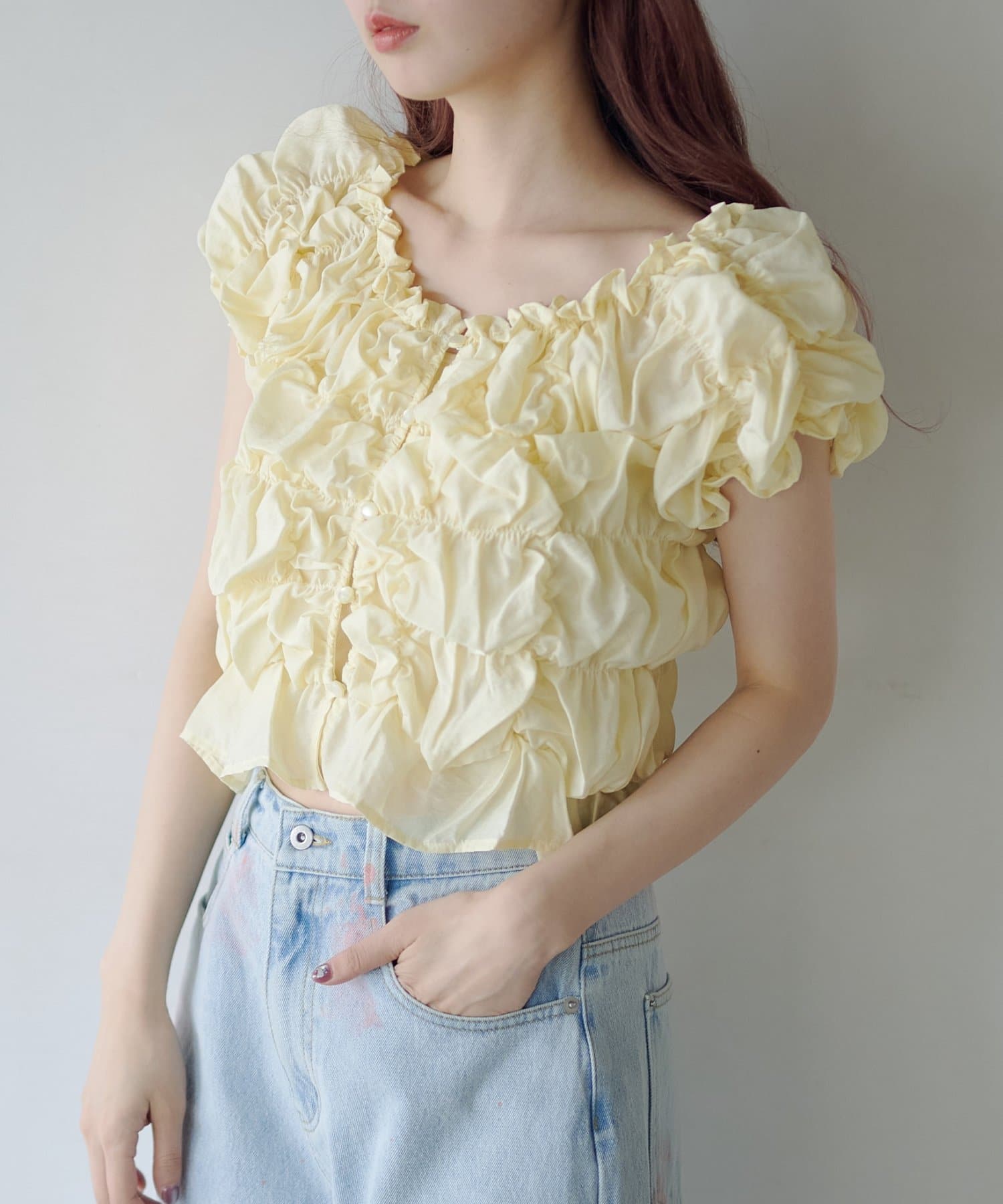 Kastane(カスタネ) 【2.7(土)11:00〜2.8(日)ポイントUP開催/2026SSカタログ】クシュクシュブラウス