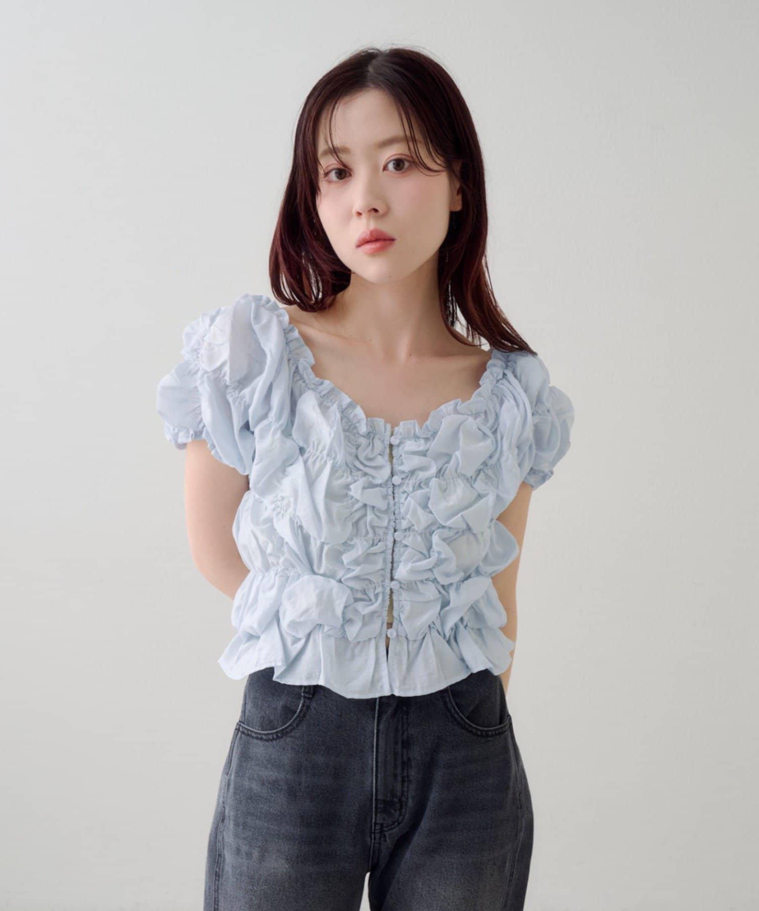 Kastane(カスタネ) 【新色追加/4色展開/2026SSカタログ】クシュクシュブラウス