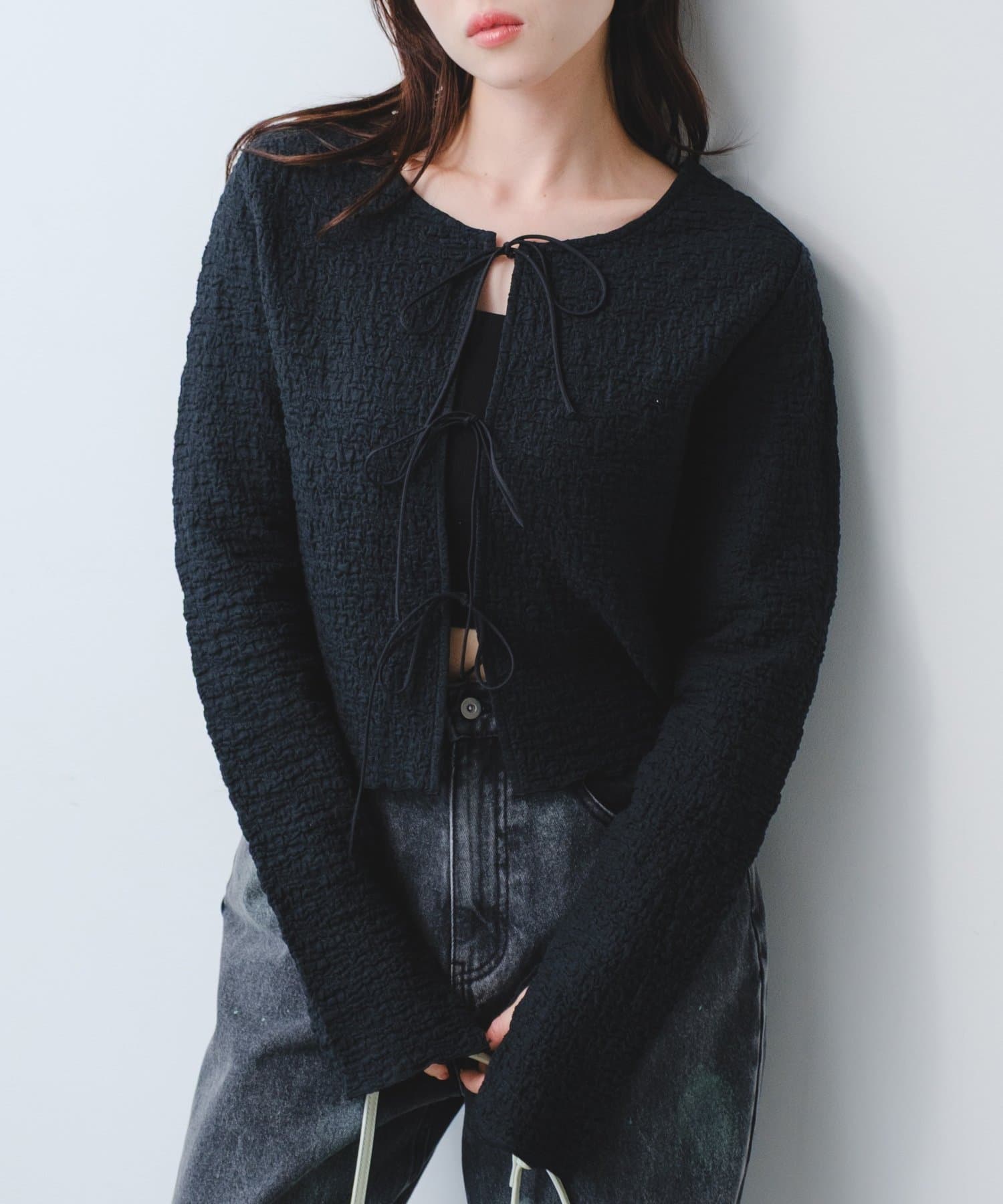 Kastane(カスタネ) 【2.7(土)11:00〜2.8(日)ポイントUP開催/2026SSカタログ/前後2WAY】ランダムジャガードカーディガン