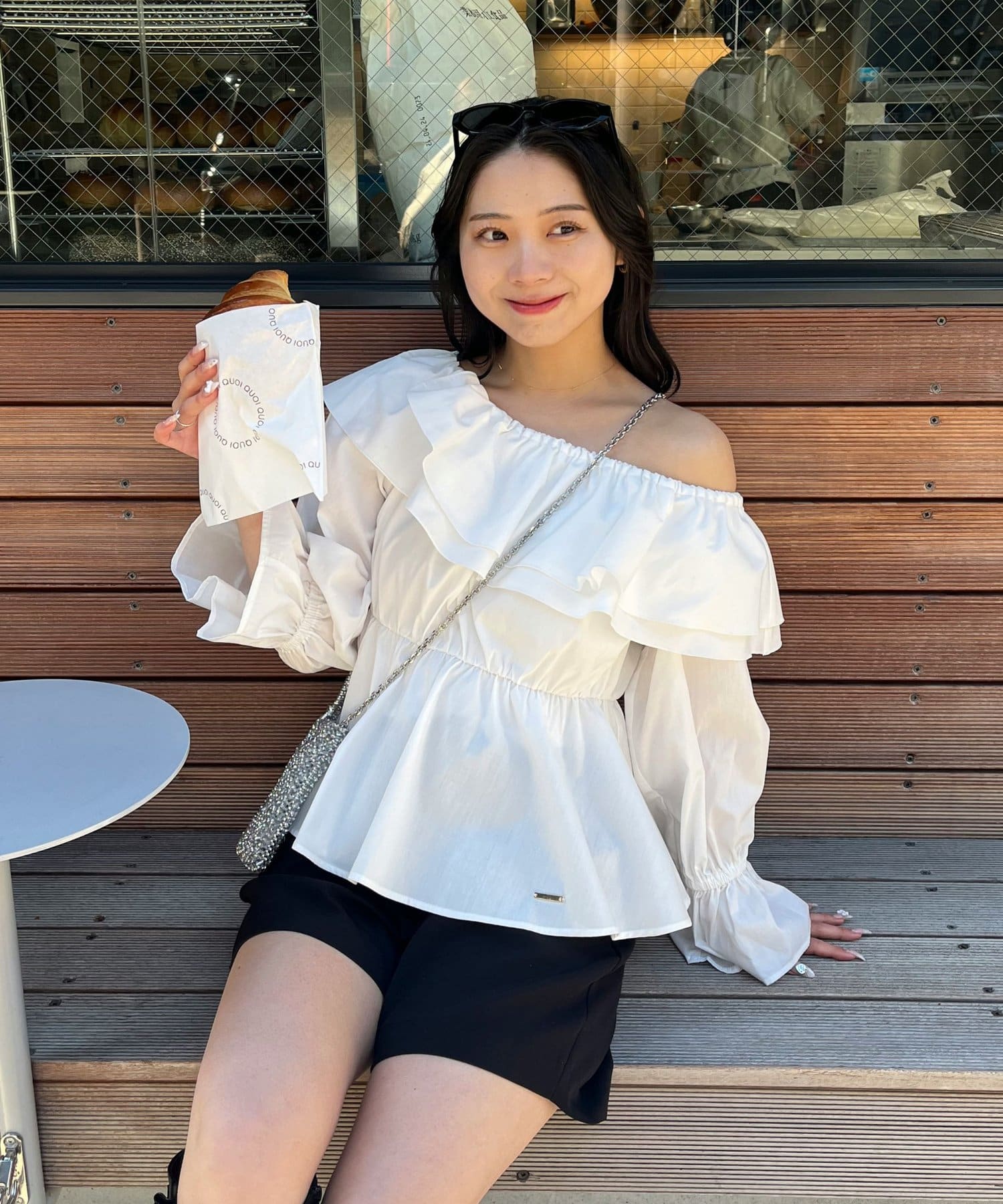 prose verse(プロズヴェール) 【AOHARU】アシメフリルオフショル2wayペプラムブラウス