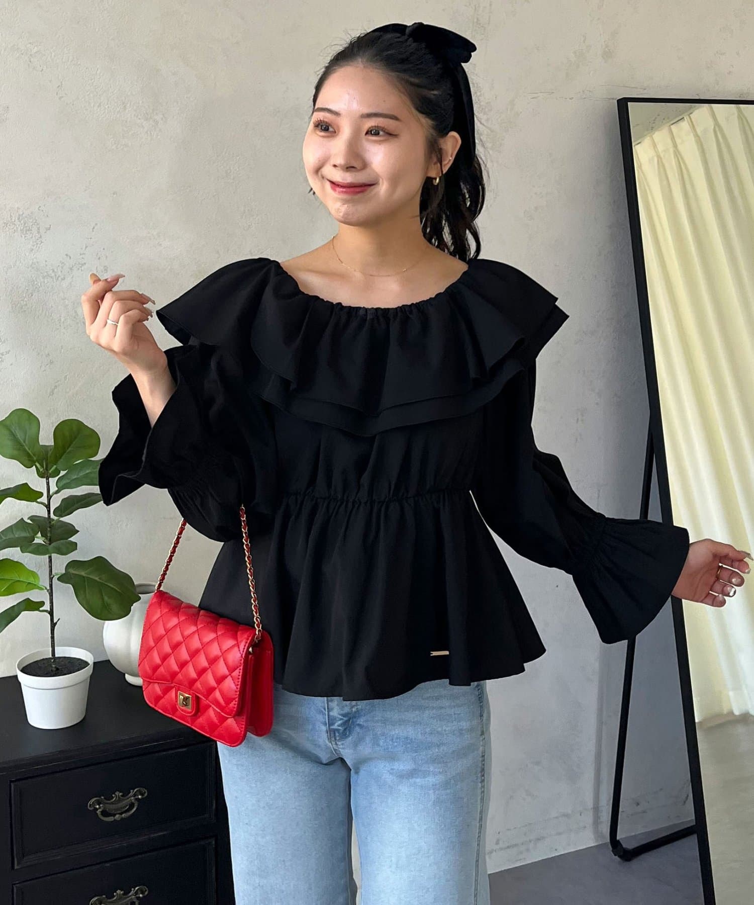 prose verse(プロズヴェール) 【AOHARU】アシメフリルオフショル2wayペプラムブラウス