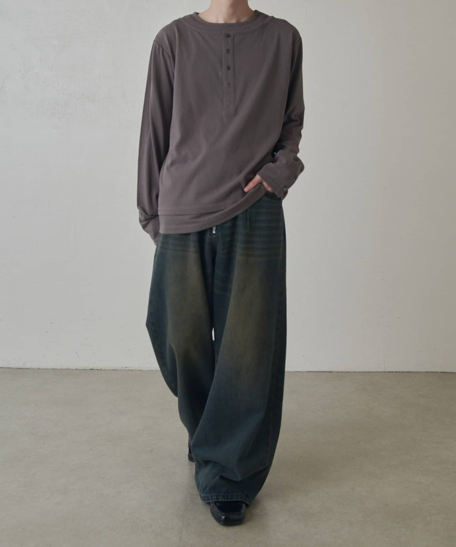 Lui's(ルイス) レイヤードヘンリーネックロングスリーブTシャツ