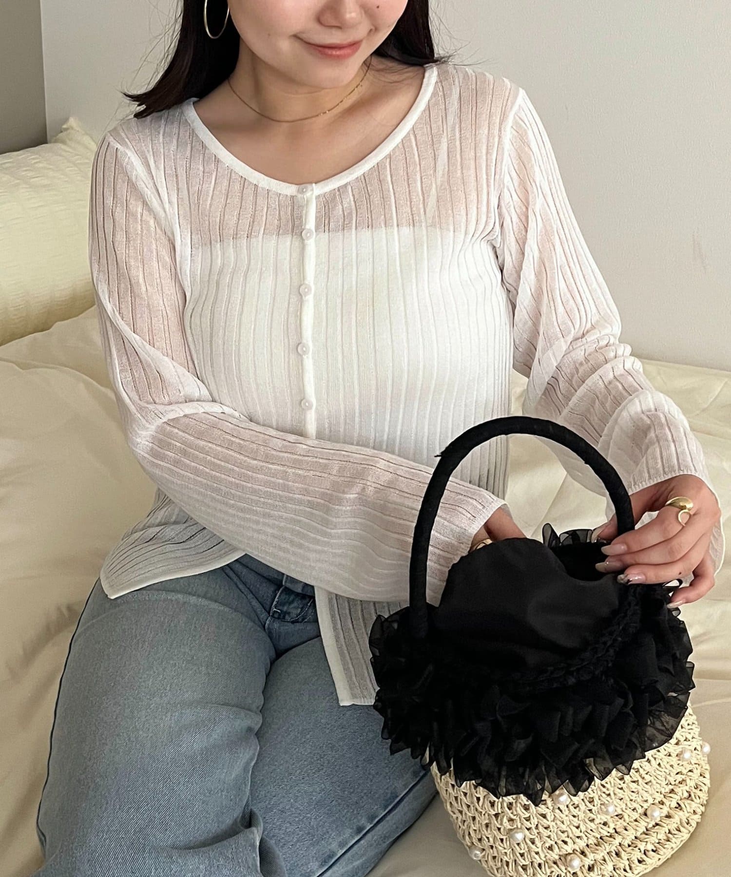 prose verse(プロズヴェール) シアーリブニットカーディガン