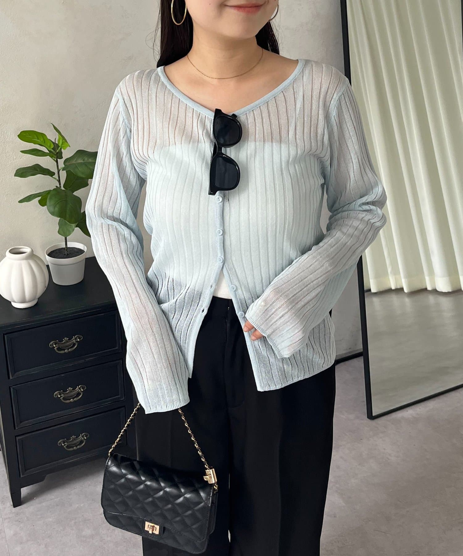 prose verse(プロズヴェール) シアーリブニットカーディガン