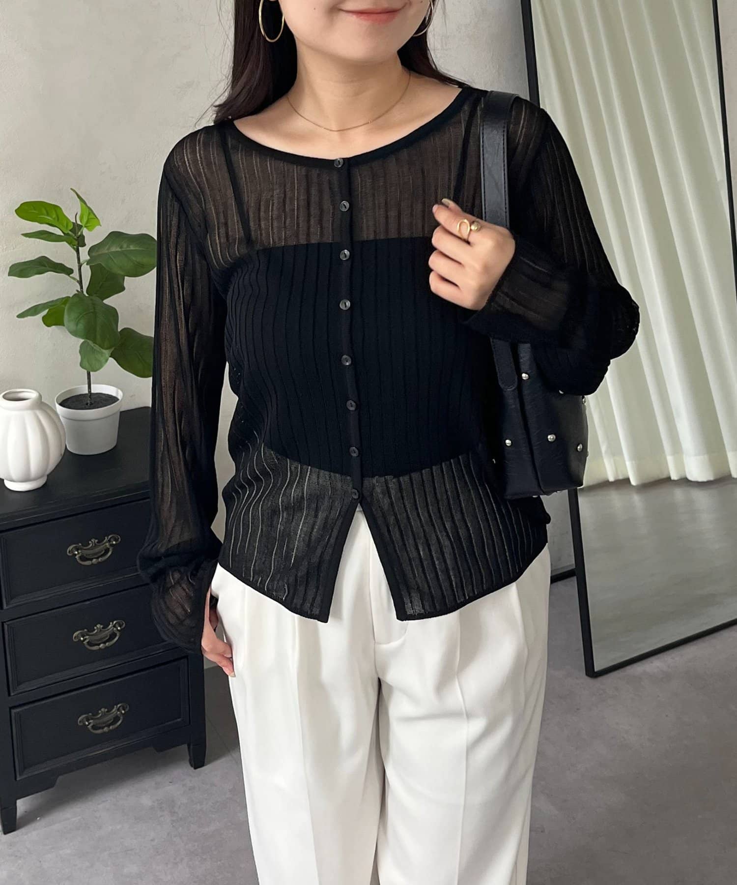 prose verse(プロズヴェール) シアーリブニットカーディガン