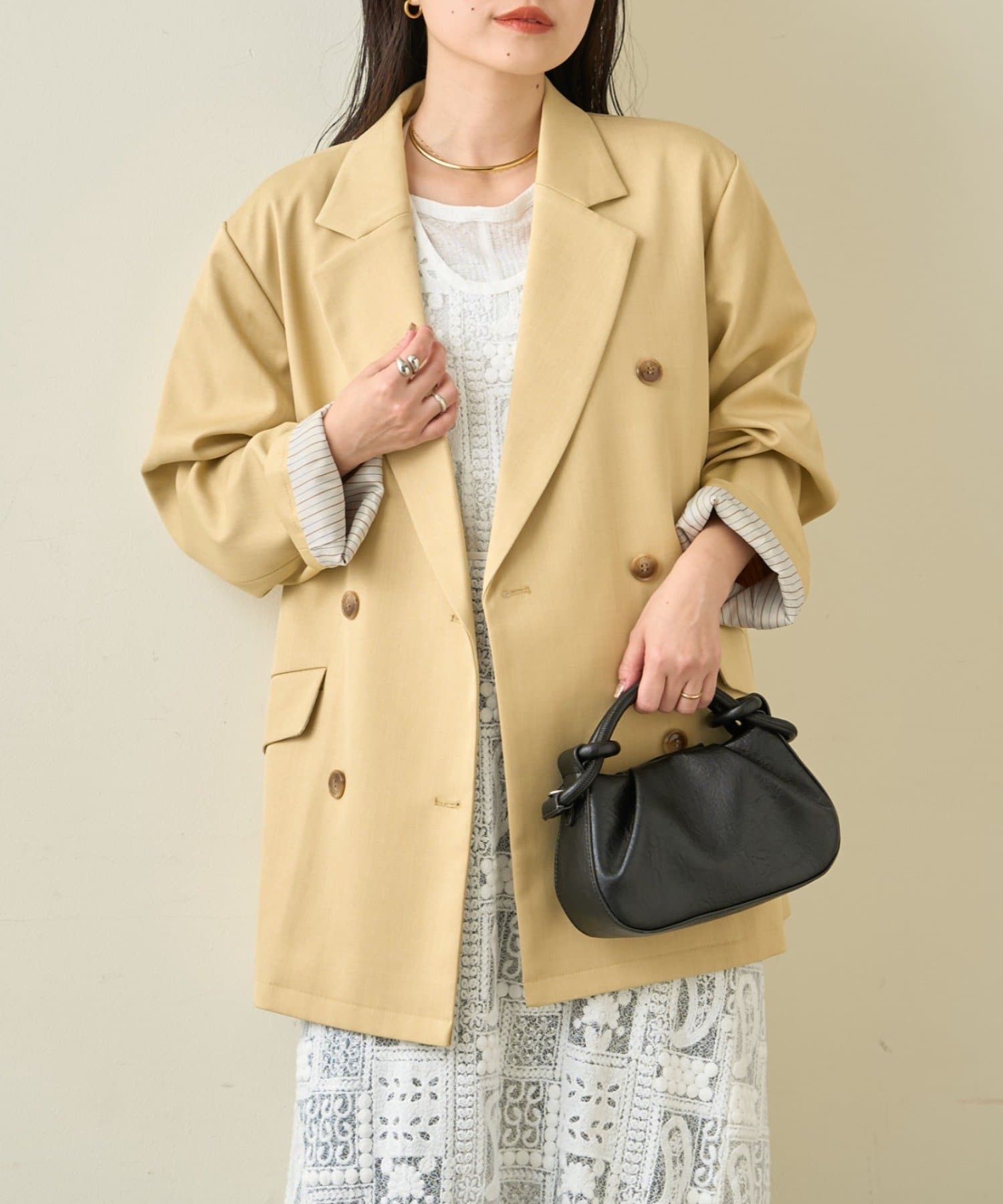 CIAOPANIC TYPY(チャオパニックティピー) ≪26SS展示会アイテム≫袖折り返しオーバーサイズテーラージャケット