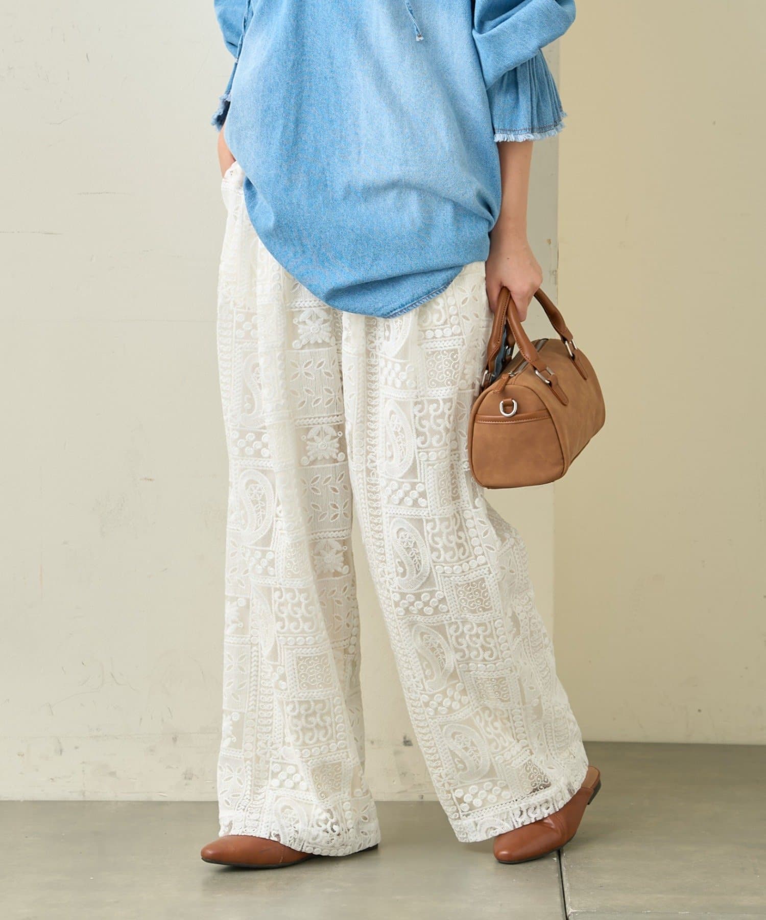 CIAOPANIC TYPY(チャオパニックティピー) ≪26SS展示会アイテム≫ボタニカルワイドイージーレースパンツ