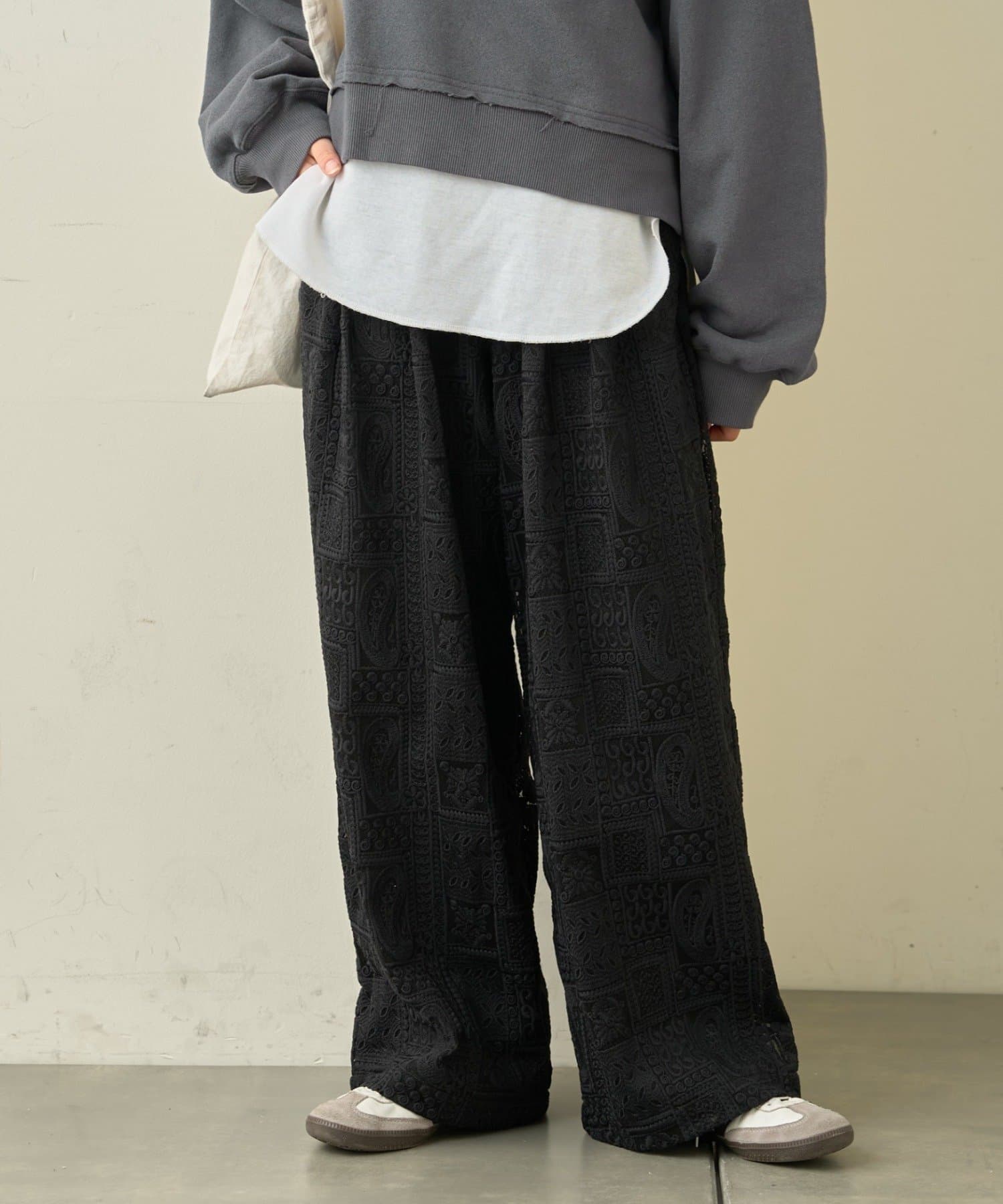 CIAOPANIC TYPY(チャオパニックティピー) ≪26SS展示会アイテム≫ボタニカルワイドイージーレースパンツ