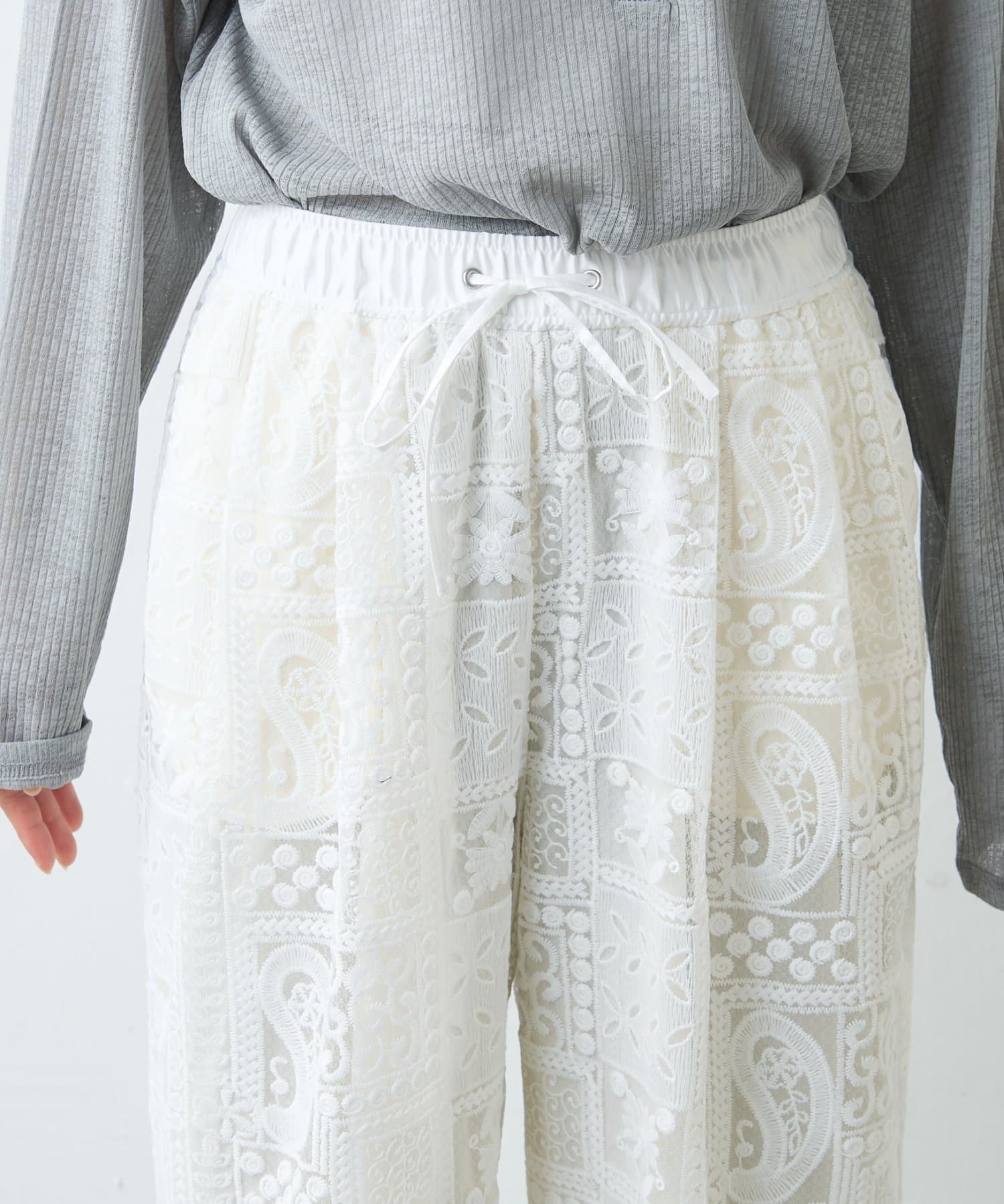 CIAOPANIC TYPY(チャオパニックティピー) ≪26SS展示会アイテム≫ボタニカルワイドイージーレースパンツ