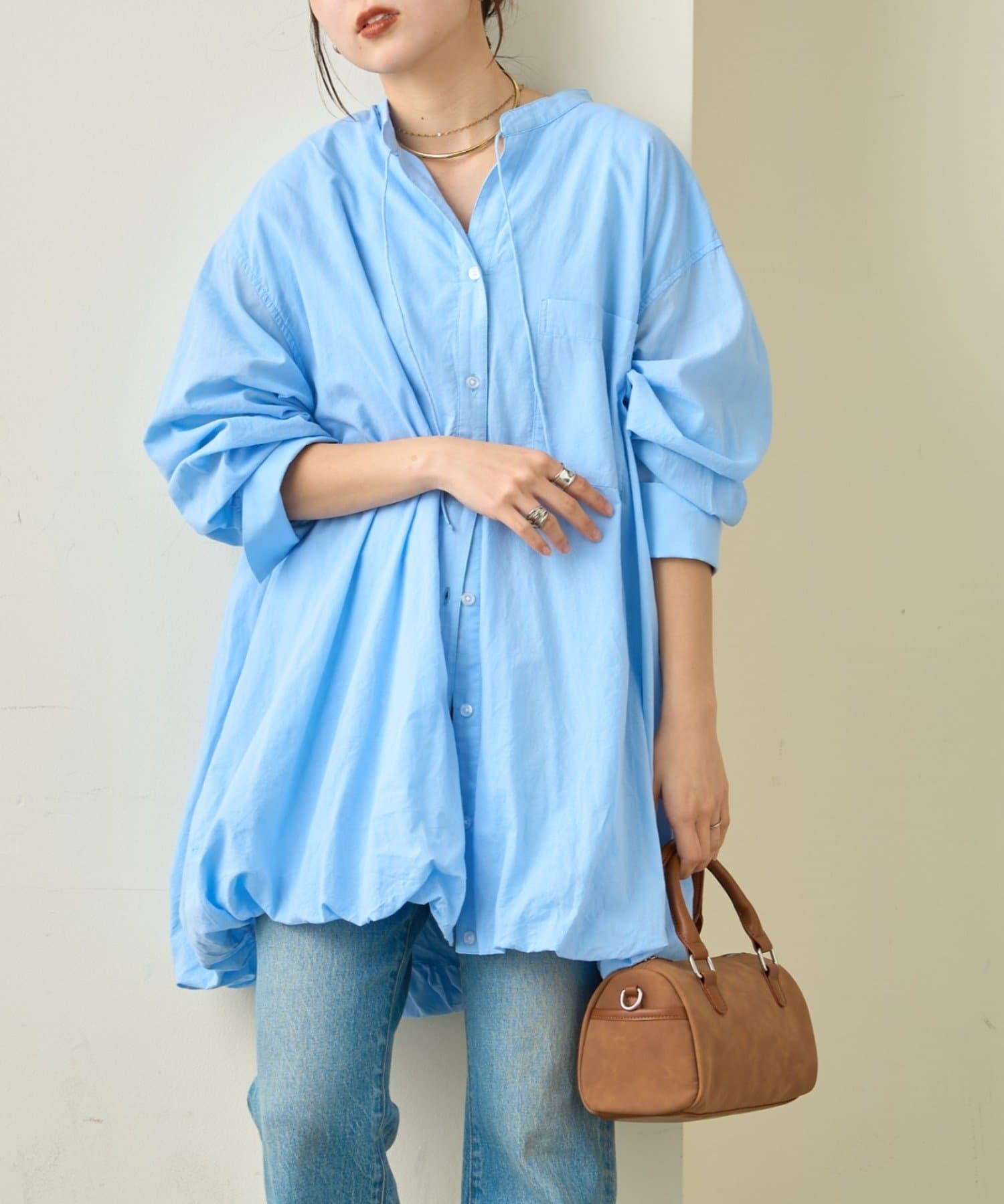 CIAOPANIC TYPY(チャオパニックティピー) アソート柄裾バルーンチュニックブラウス